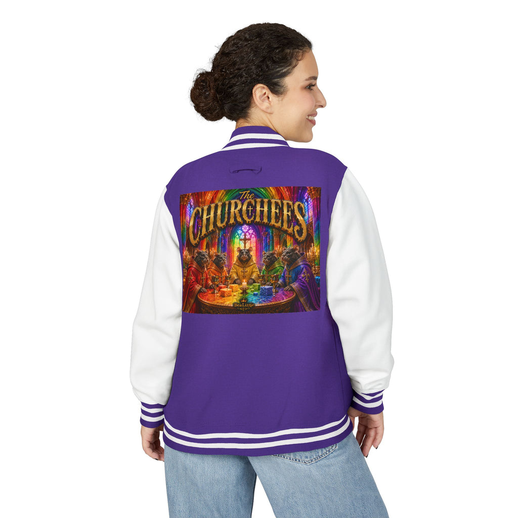 Letterman Jacket — Colorful 'The Churchlees' Retro Band Graphic