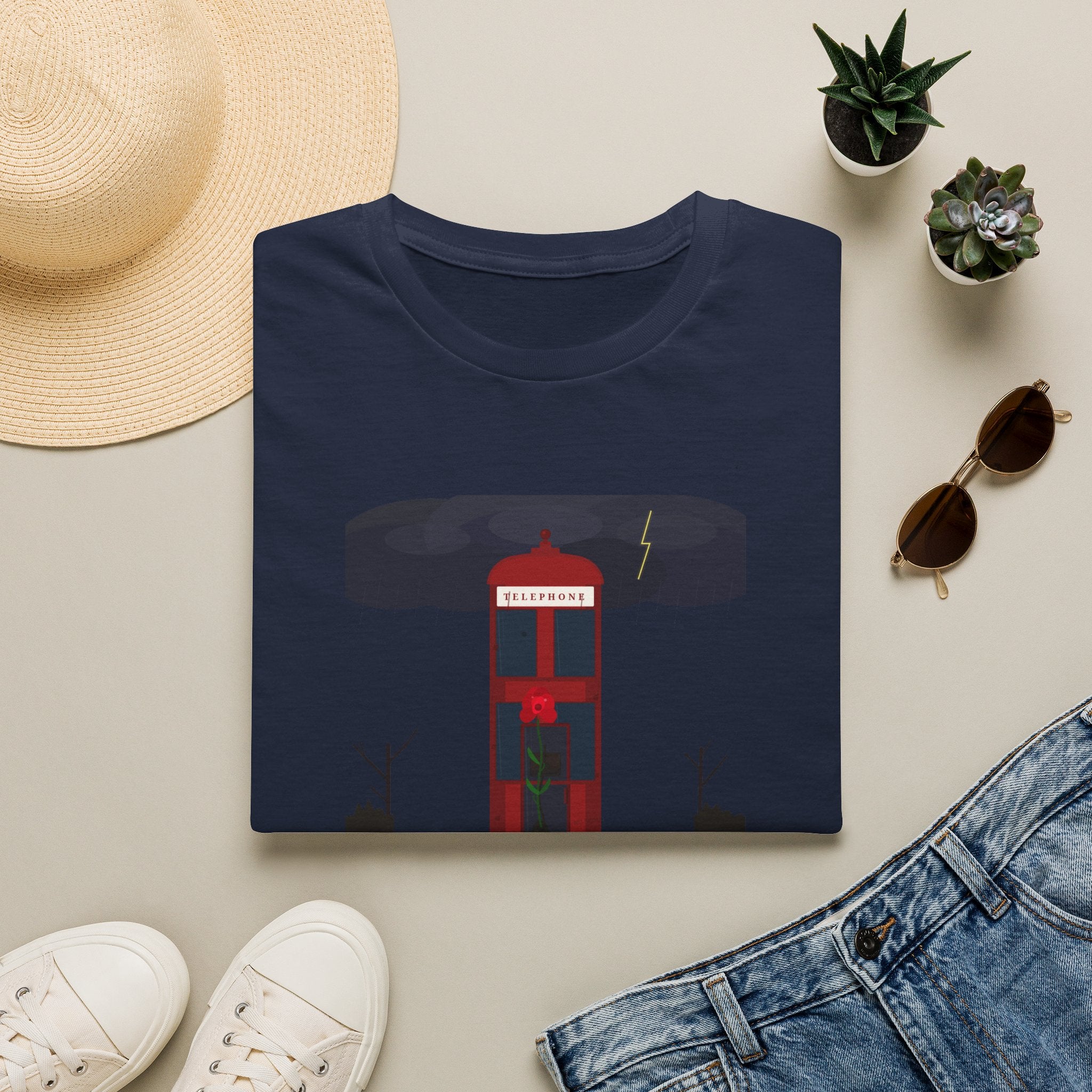 Vintage British Phone Booth T-Shirt — 'Telephone' Graphic Tee