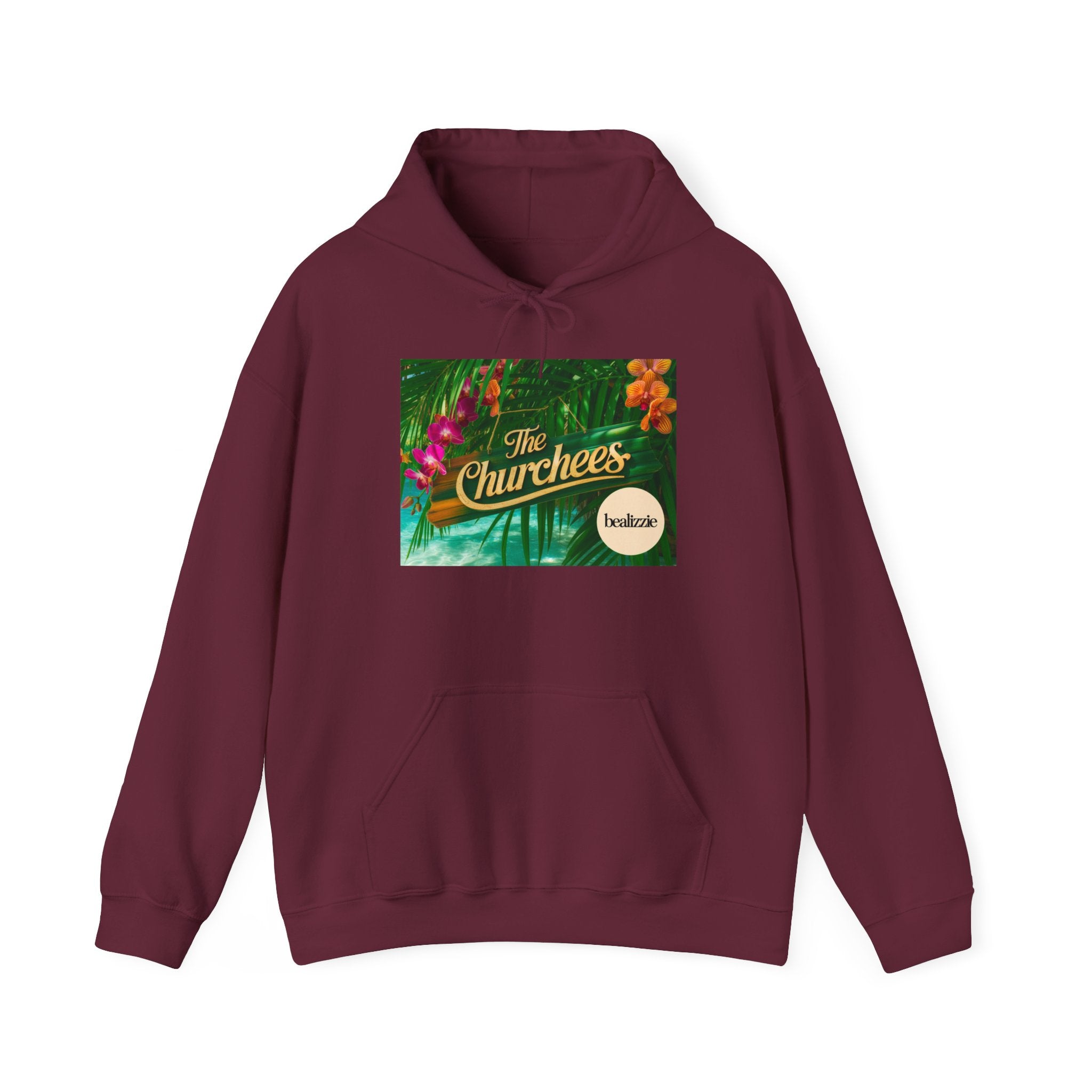 Le sweat à capuche logo Tropical de Churchees — Sweat-shirt à motif rétro inspiré des groupes de musique