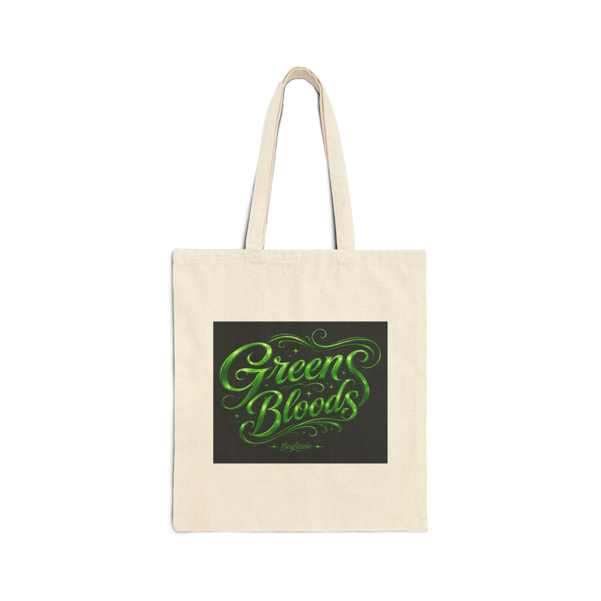 Tote Bag — "Green Bloods" Neon Script Canvas Tote