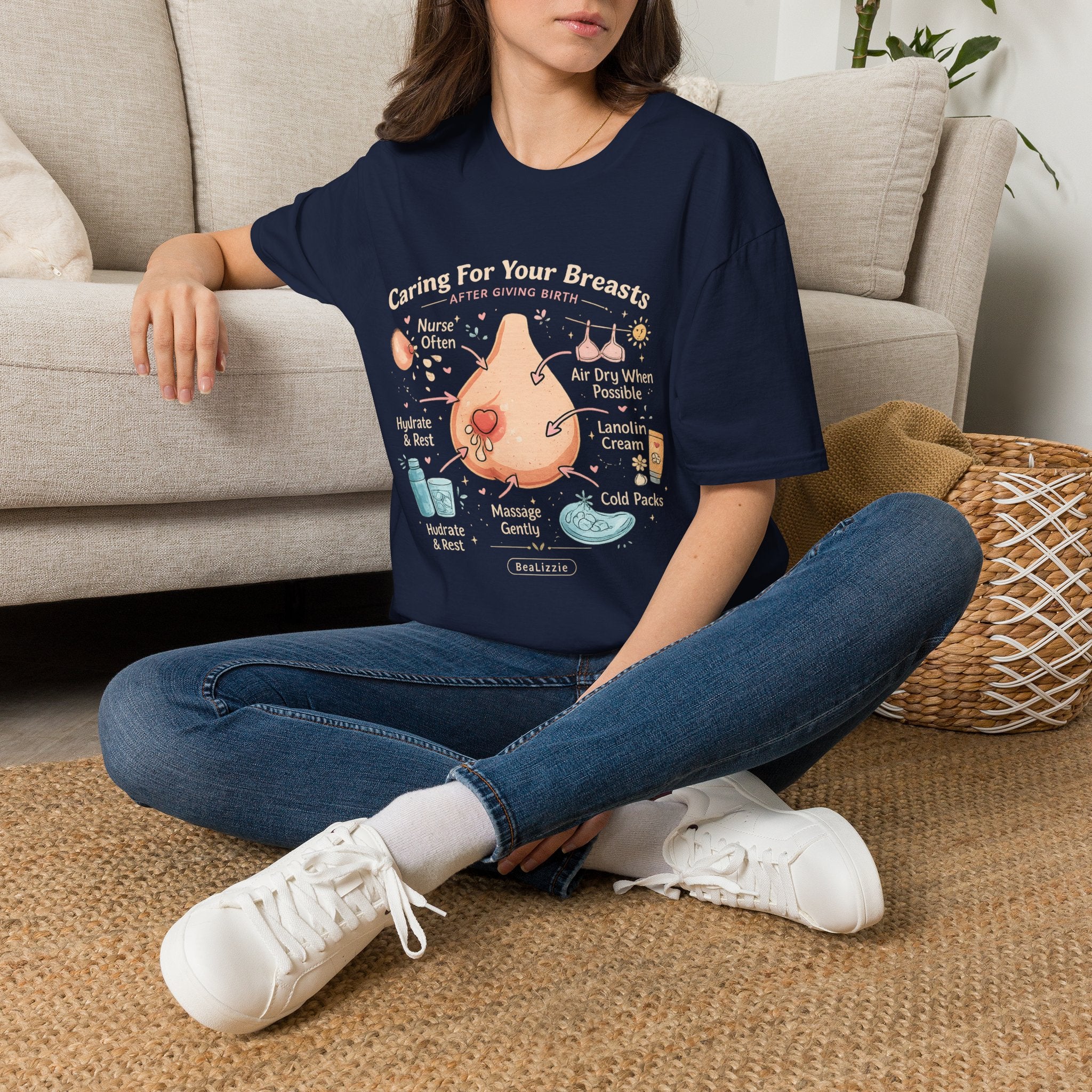 Breastfeeding Care T-Shirt — Caring For Your Breasts Nursing Guide Tee