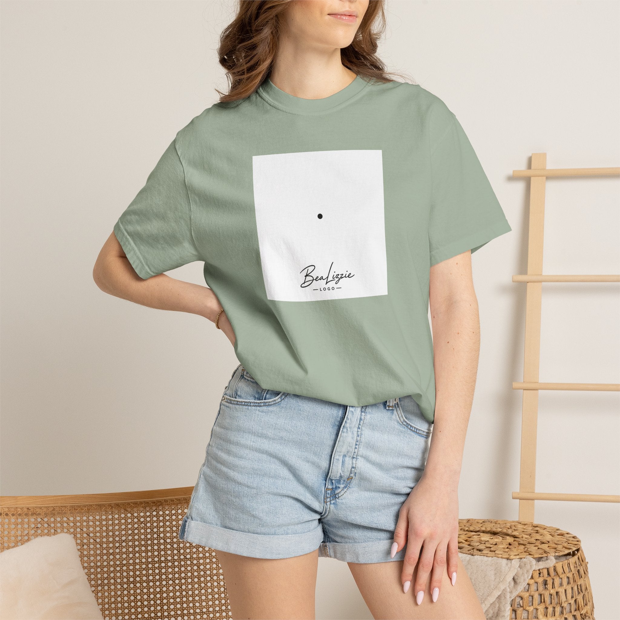 Minimalist "Breathe" Script T-Shirt — Small Center Dot Design