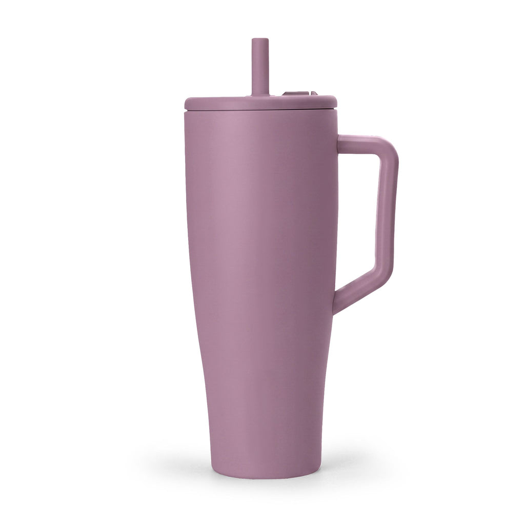40oz Insulated Tumbler with Handle — Minimal Engraved Floral
