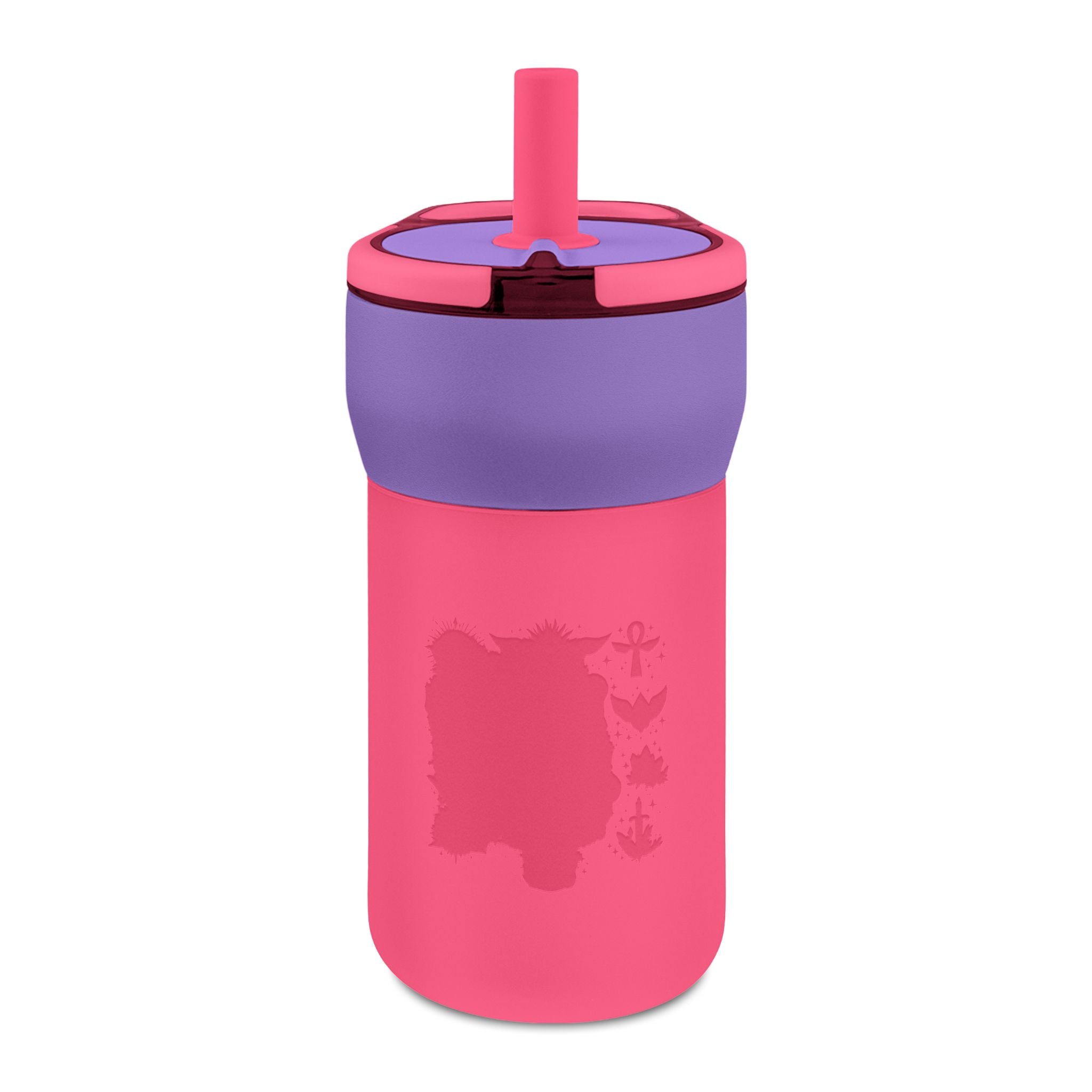 Kids 12oz Leakproof Straw Tumbler — Engraved Cute Animal Design, Toddler Water Bottle