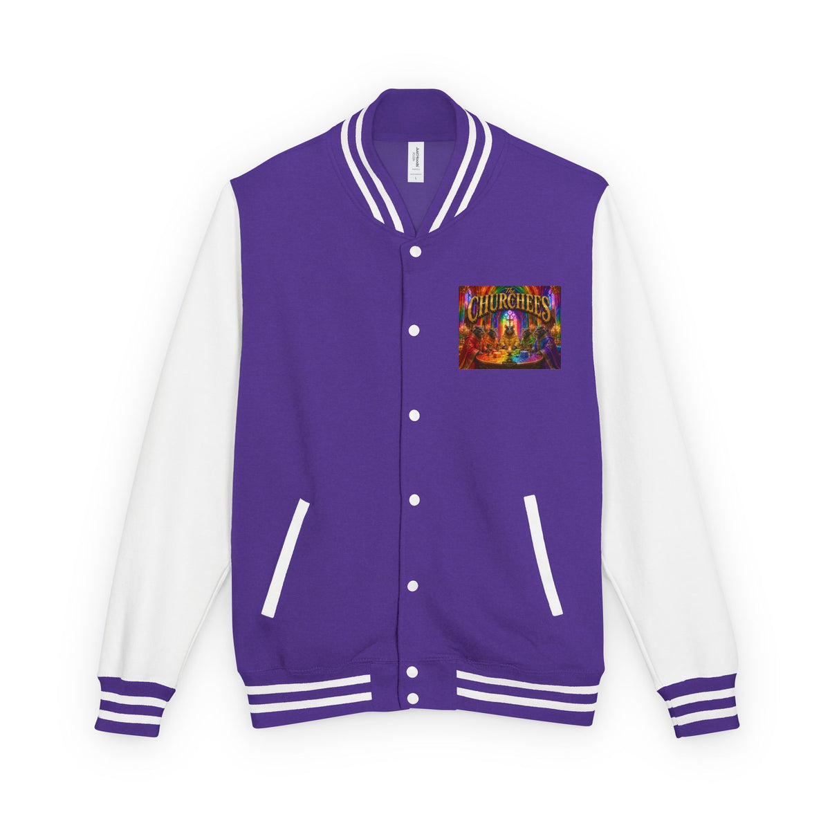 Letterman Jacket — Colorful 'The Churchlees' Retro Band Graphic