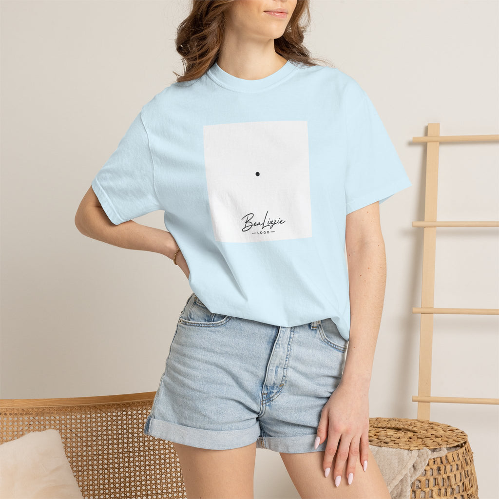Minimalist "Breathe" Script T-Shirt — Small Center Dot Design