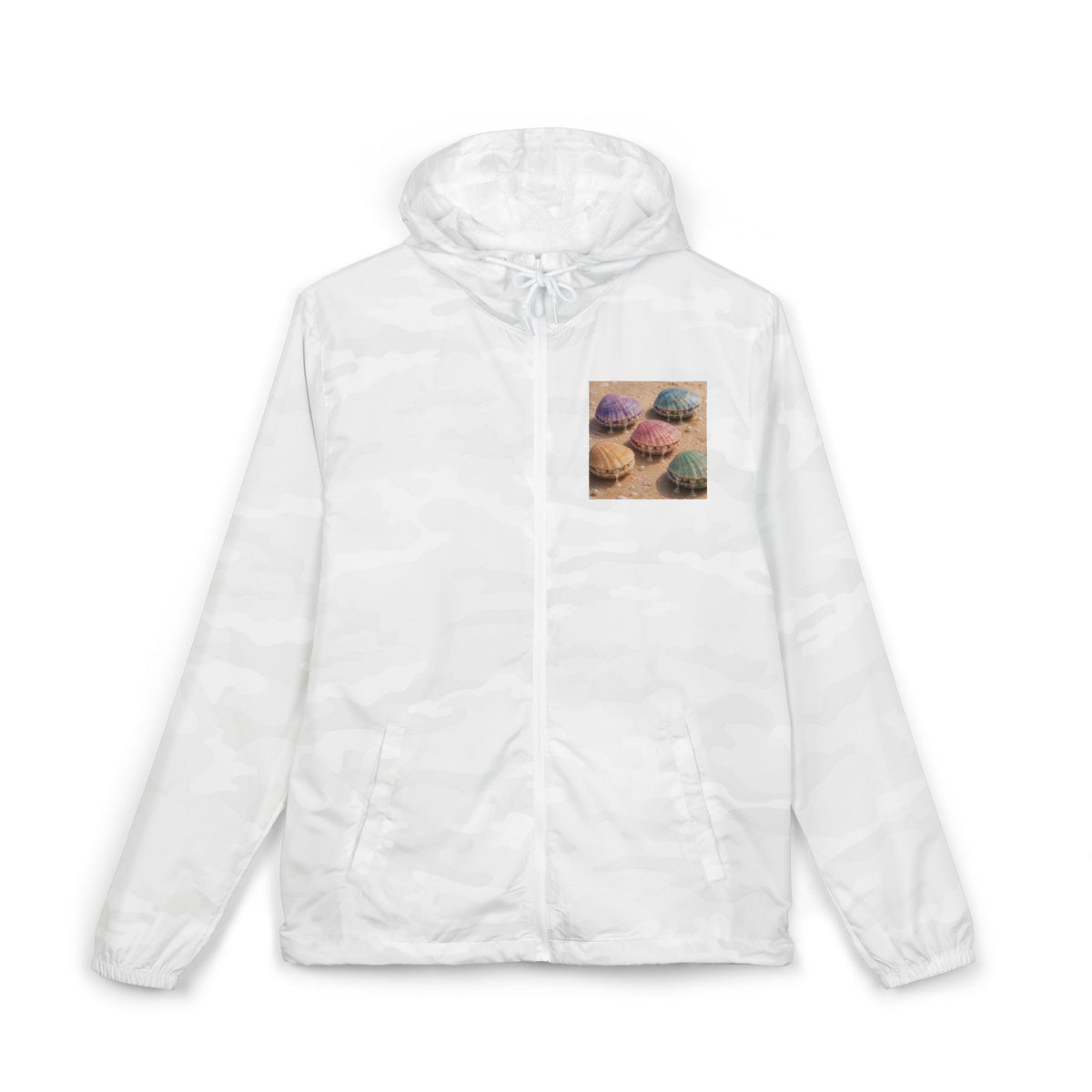 Windbreaker Jacket — Pastel Seashell Beach Print