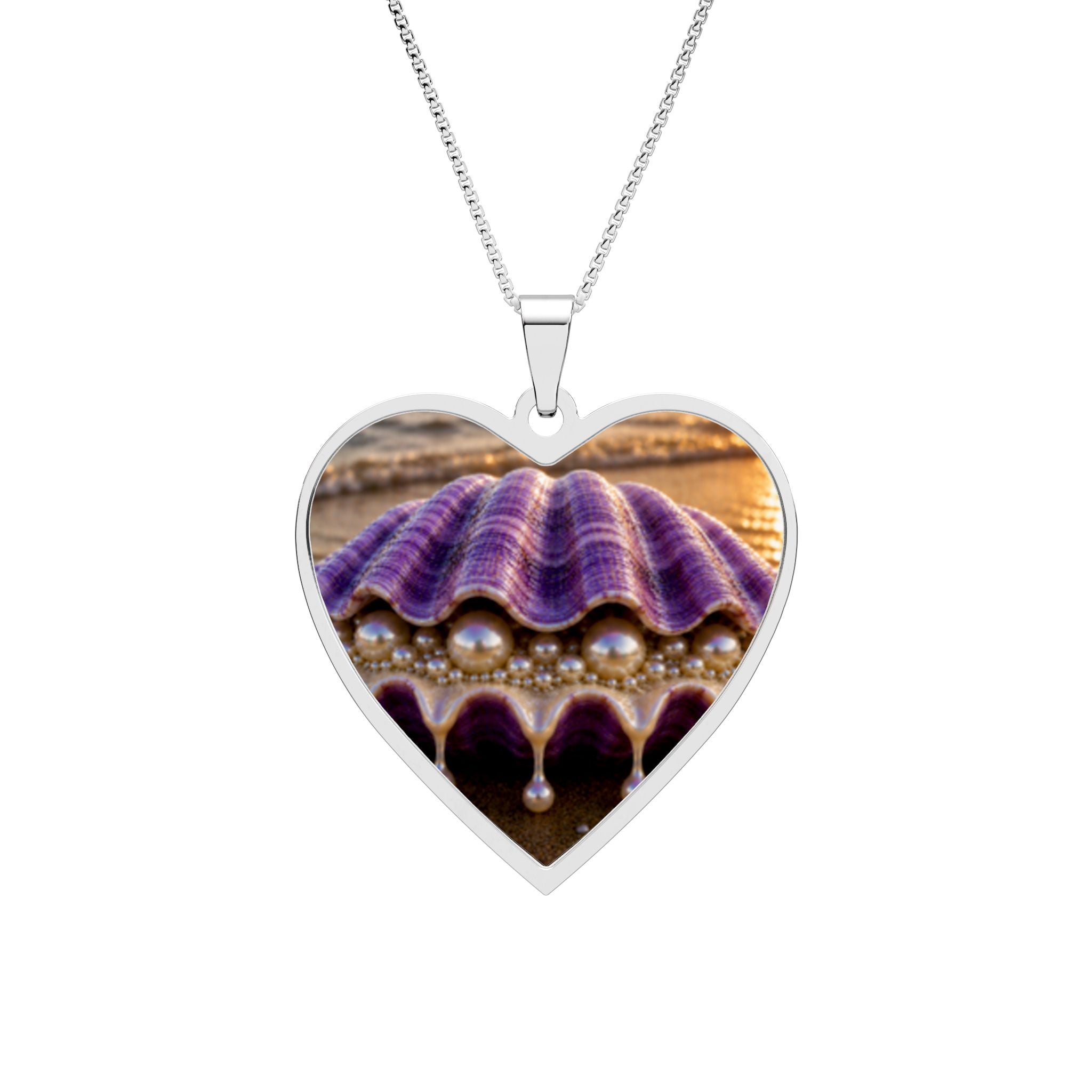 Heart Photo Pendant Necklace — Personalized Shell & Pearl Frame Jewelry
