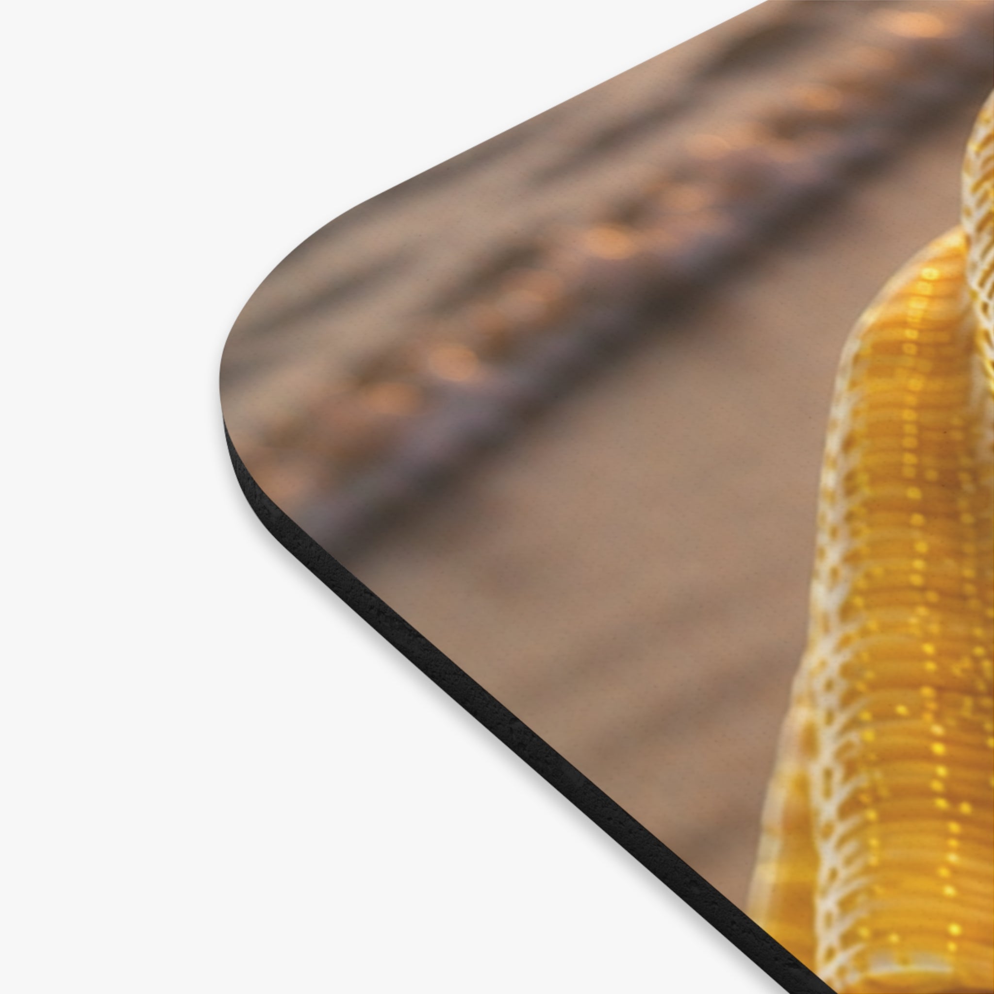 Golden Pearl Seashell Mouse Pad — Luxurious Coastal Desk Mat