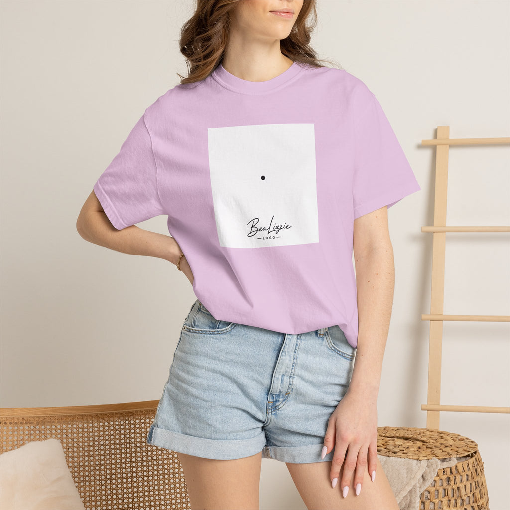 Minimalist "Breathe" Script T-Shirt — Small Center Dot Design