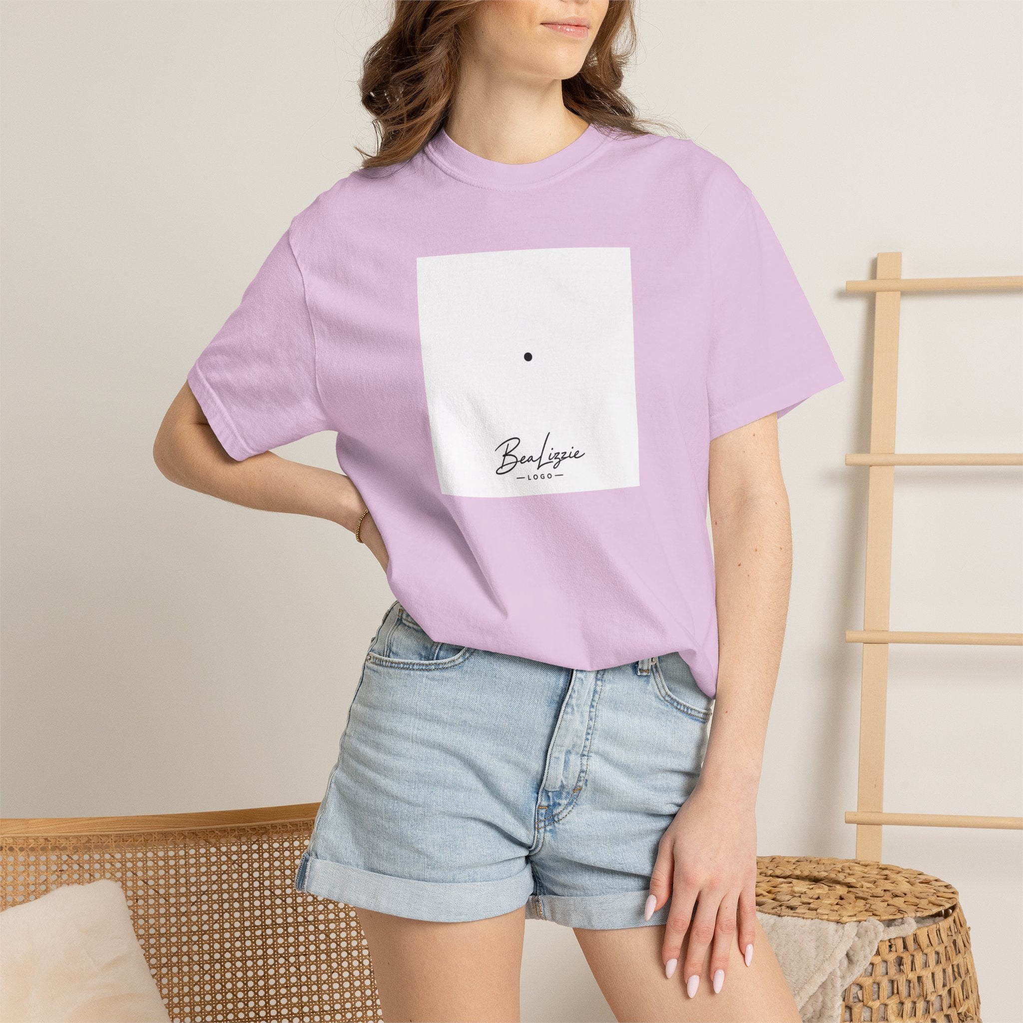 Minimalist "Breathe" Script T-Shirt — Small Center Dot Design