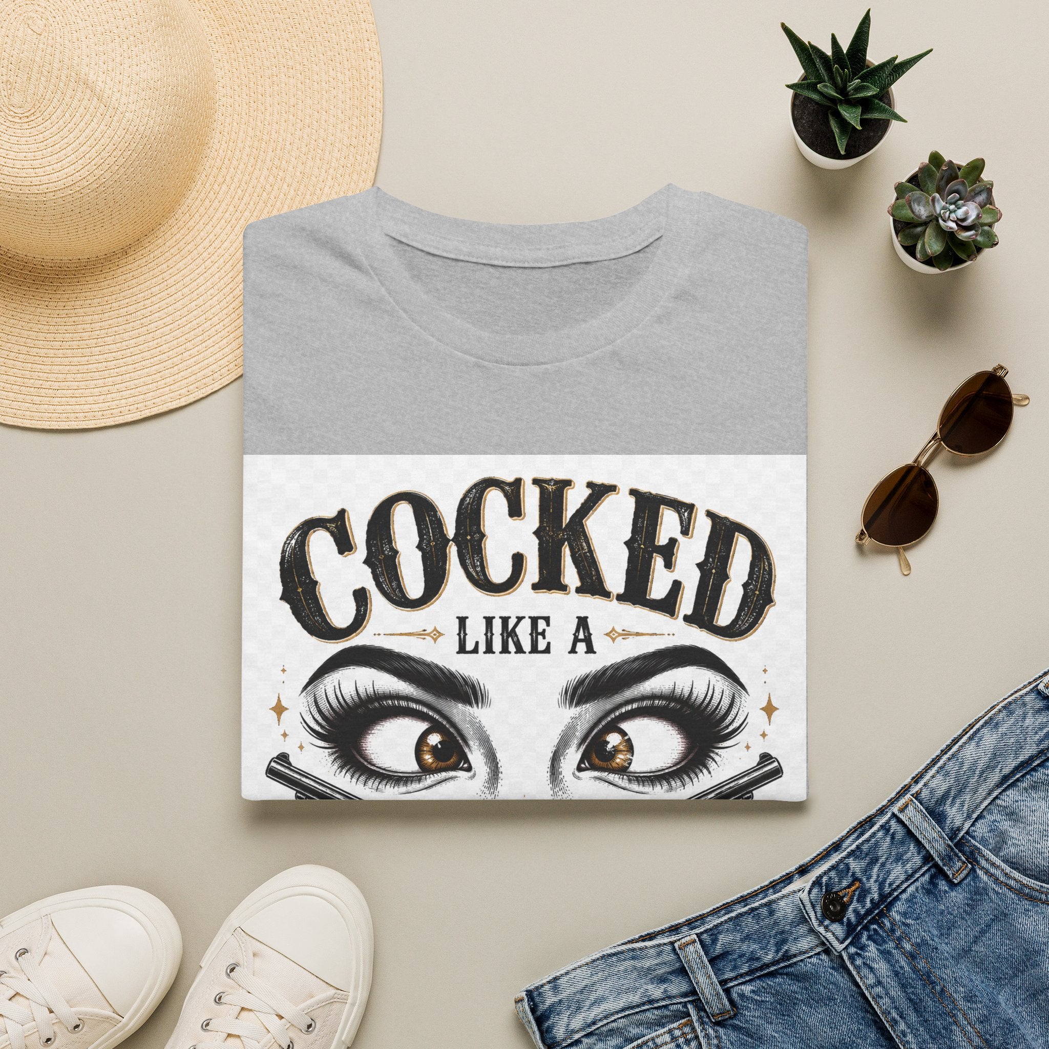 Cocked Like a Pistol T-Shirt — Retro Western Eyelash Graphic Tee