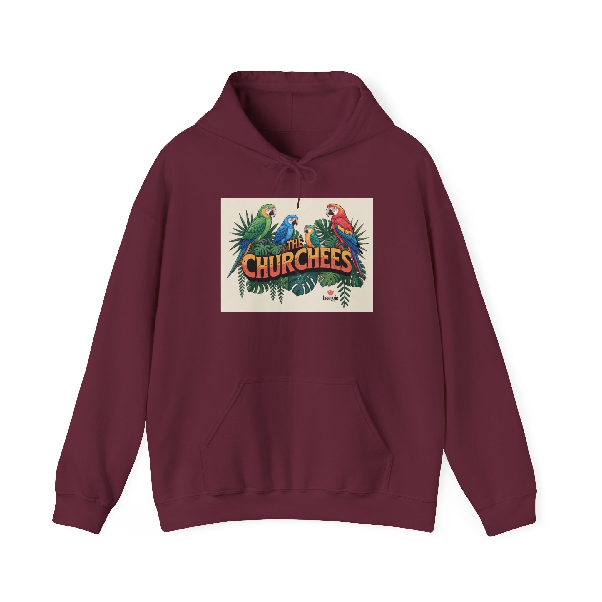Sweat à capuche « CHURCHEES » Perroquet Tropical – Pull graphique d'oiseau insulaire vintage