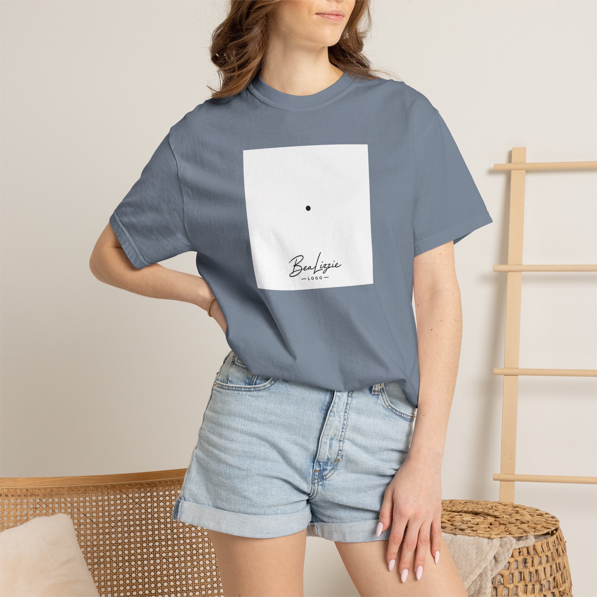 Minimalist "Breathe" Script T-Shirt — Small Center Dot Design