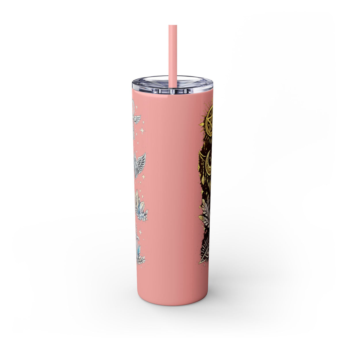 20oz Skinny Tumbler — Gold Mystic Hamsa & Celestial Eye Tumbler with Straw