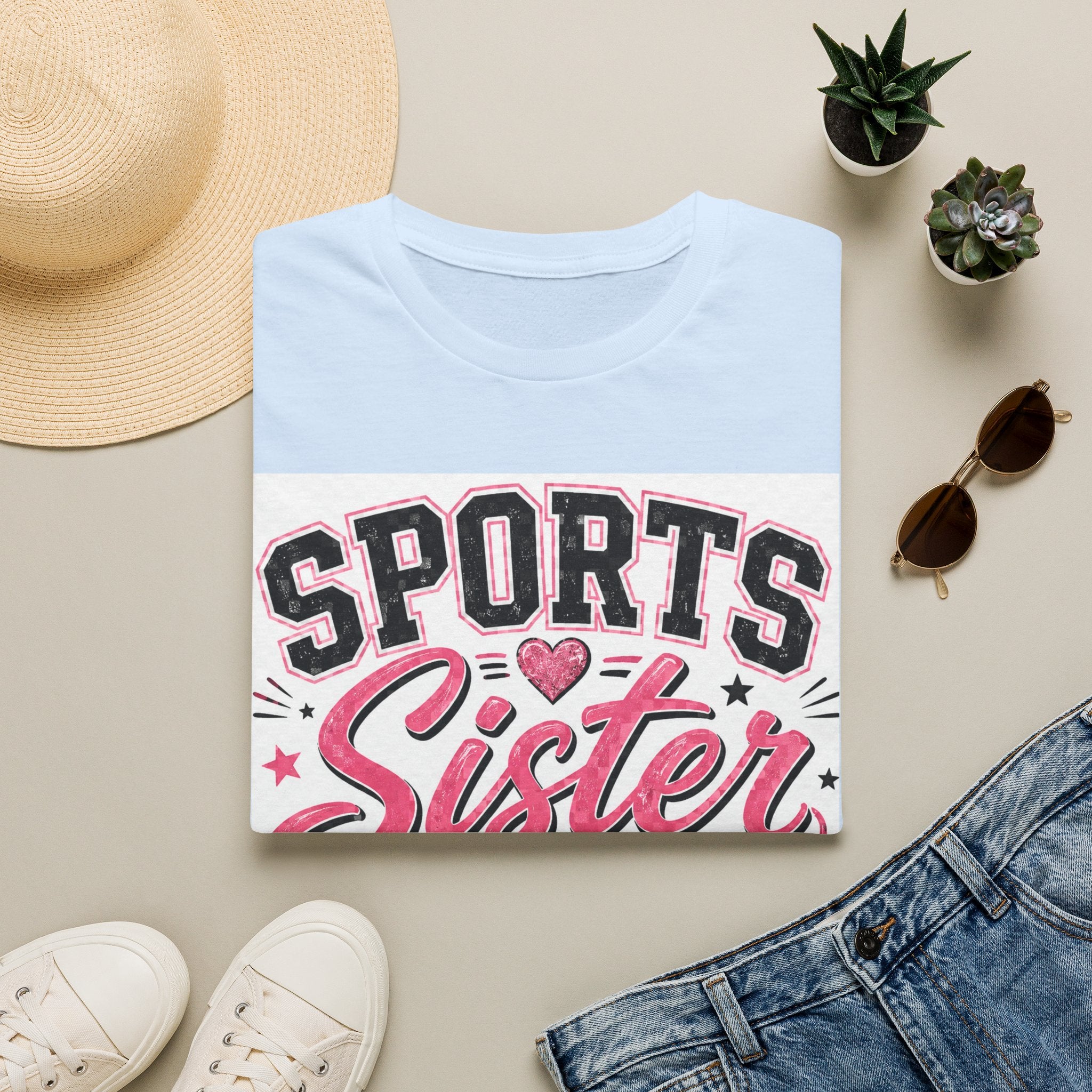 Sports Sister T-Shirt — Athletic Sister Tee with Sports Balls Graphic