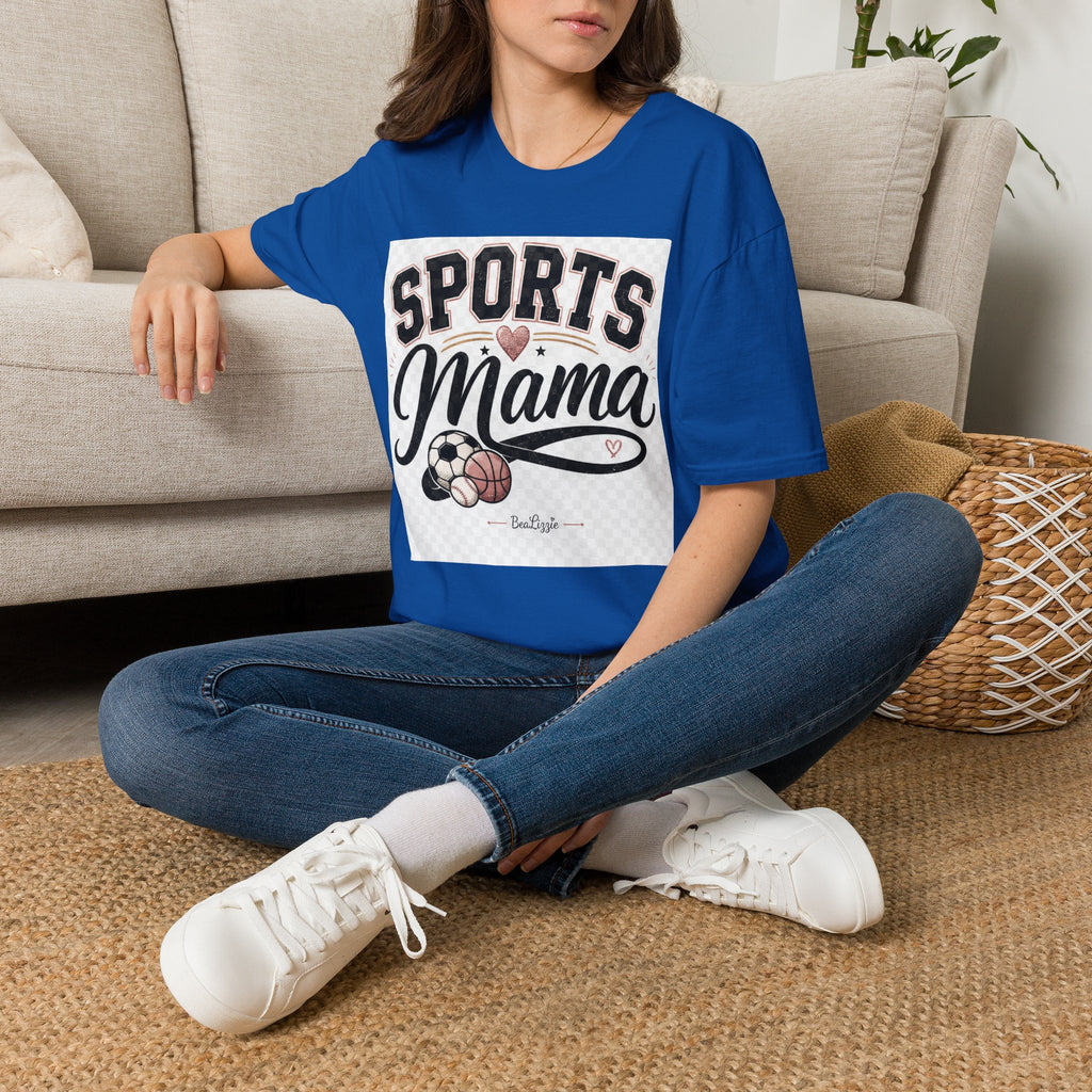 Sports Mama T‑Shirt — Cute Athletic Mom Tee with Heart & Ball Design