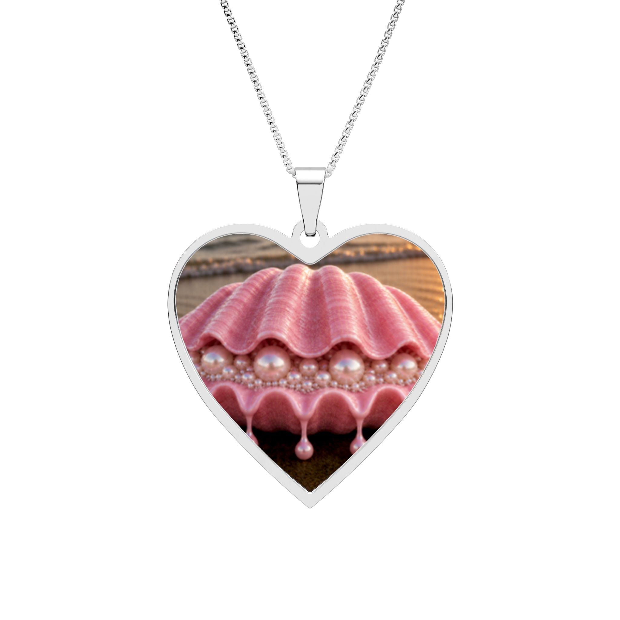 Heart Photo Pendant Necklace — Personalized Shell & Pearls Memory Locket