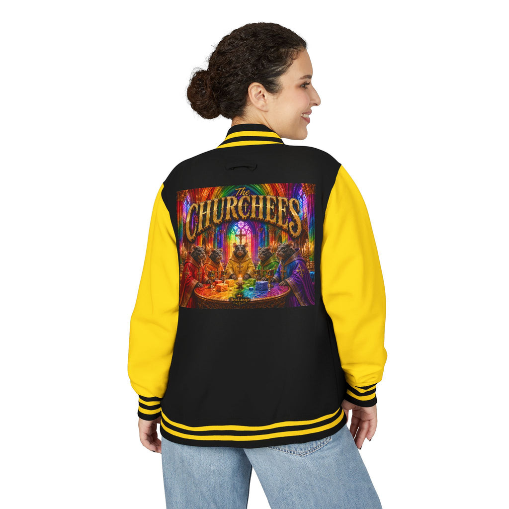 Letterman Jacket — Colorful 'The Churchlees' Retro Band Graphic