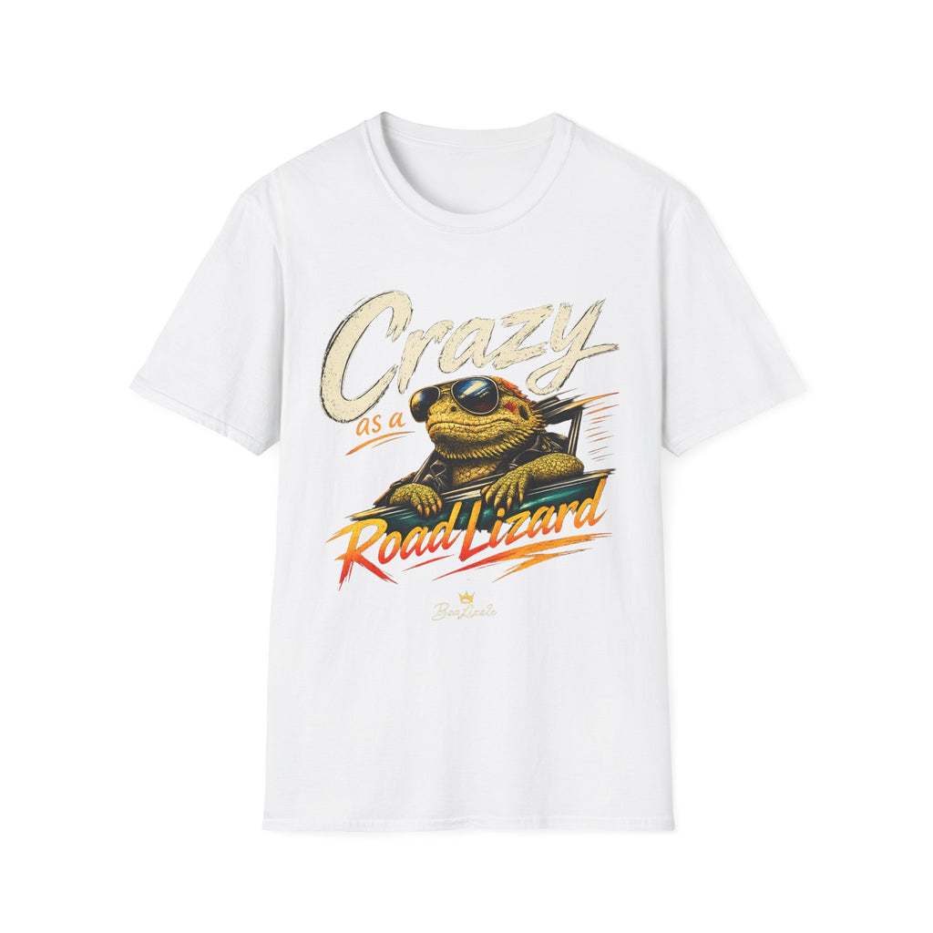 Crazy Road Lizard T-Shirt — Retro Graphic Tee with Sunglasses Lizard