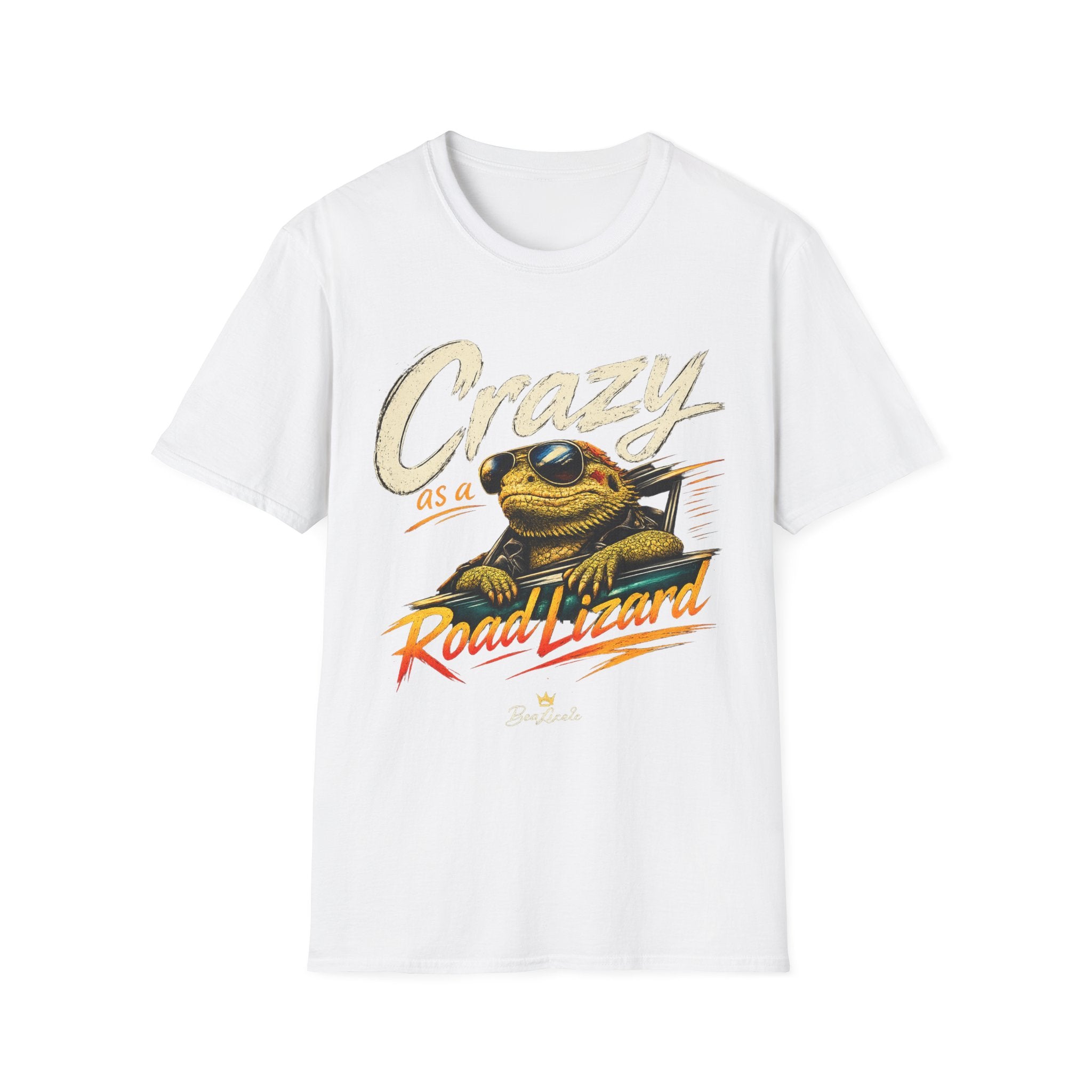 Crazy Road Lizard T-Shirt — Retro Graphic Tee with Sunglasses Lizard