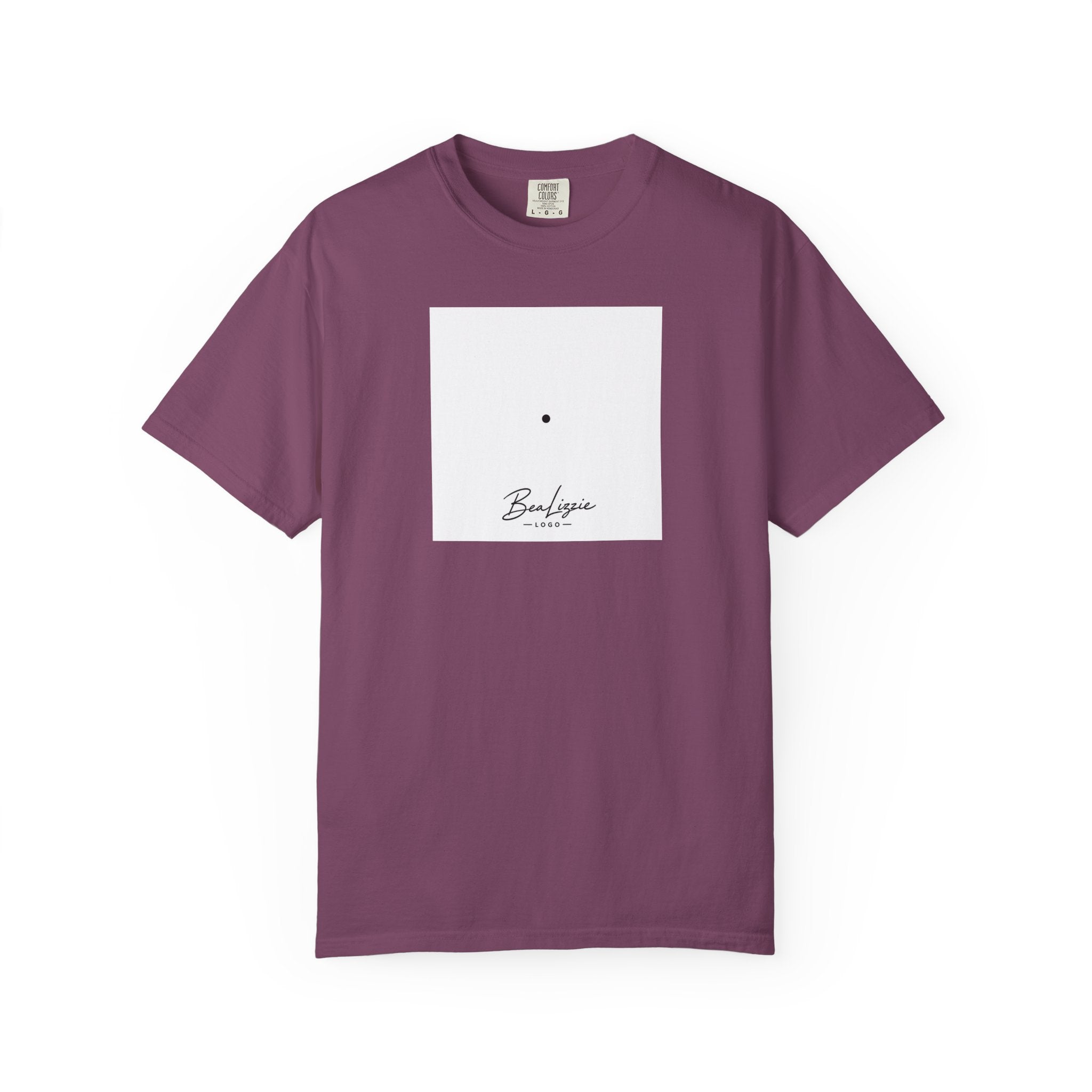 Minimalist "Breathe" Script T-Shirt — Small Center Dot Design
