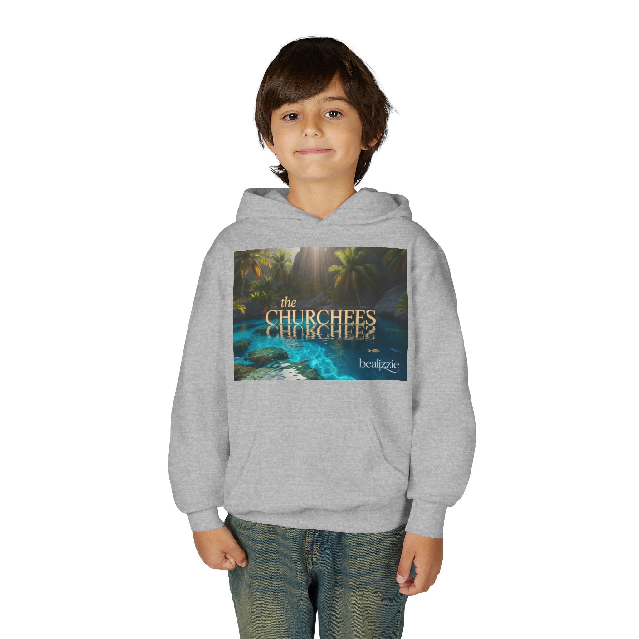 Sweat à capuche enfant – Sweat-shirt à motif piscine tropicale « The CHURCHEES »