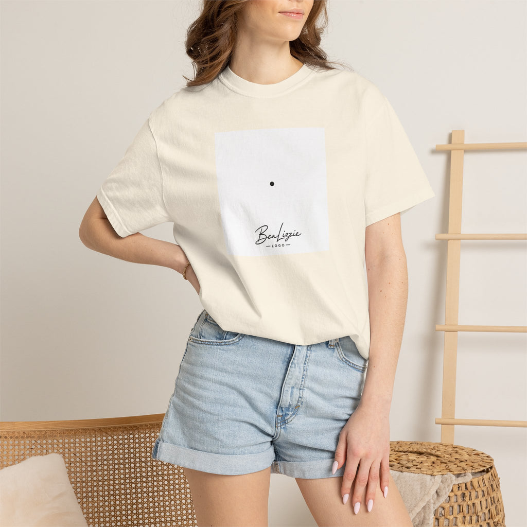 Minimalist "Breathe" Script T-Shirt — Small Center Dot Design