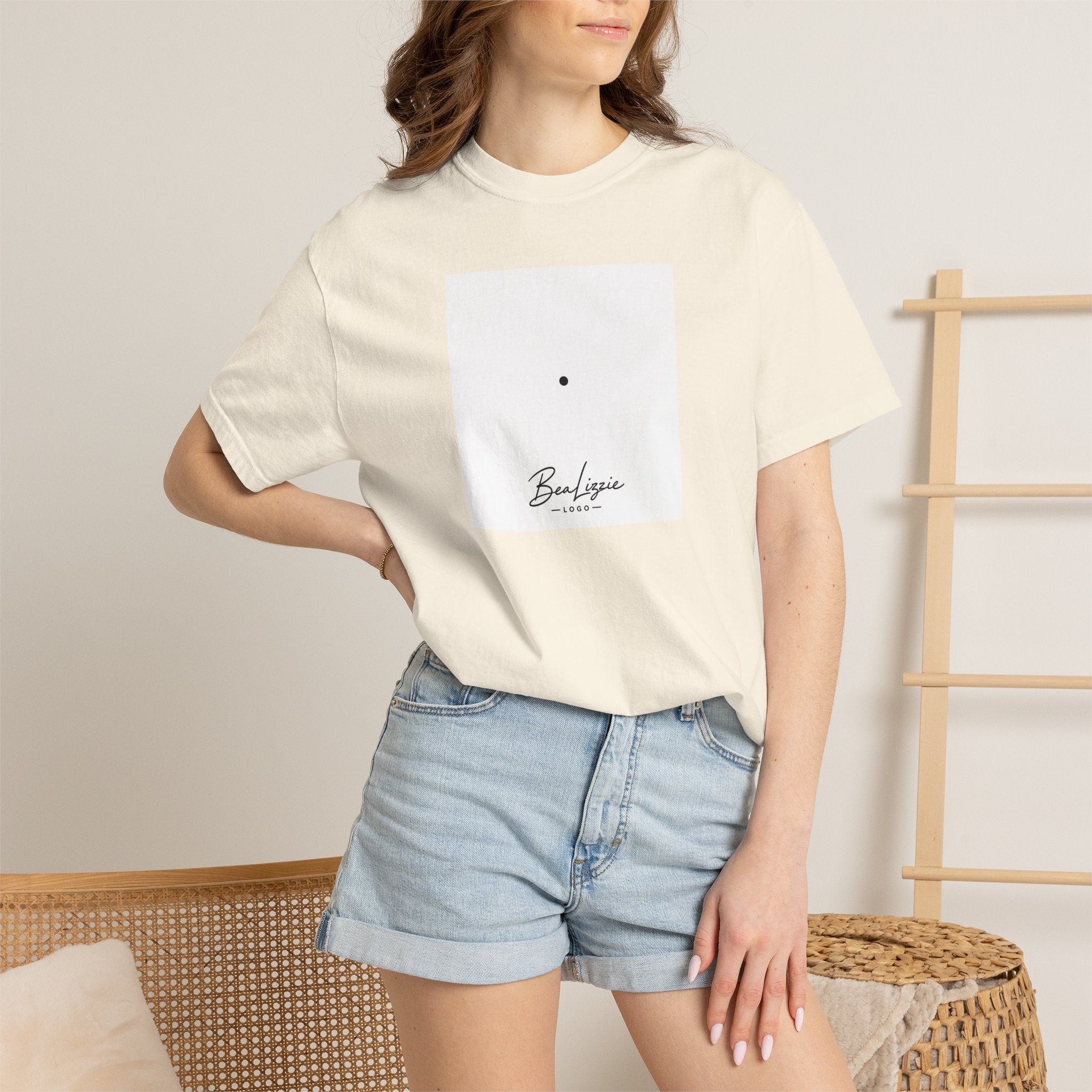Minimalist "Breathe" Script T-Shirt — Small Center Dot Design