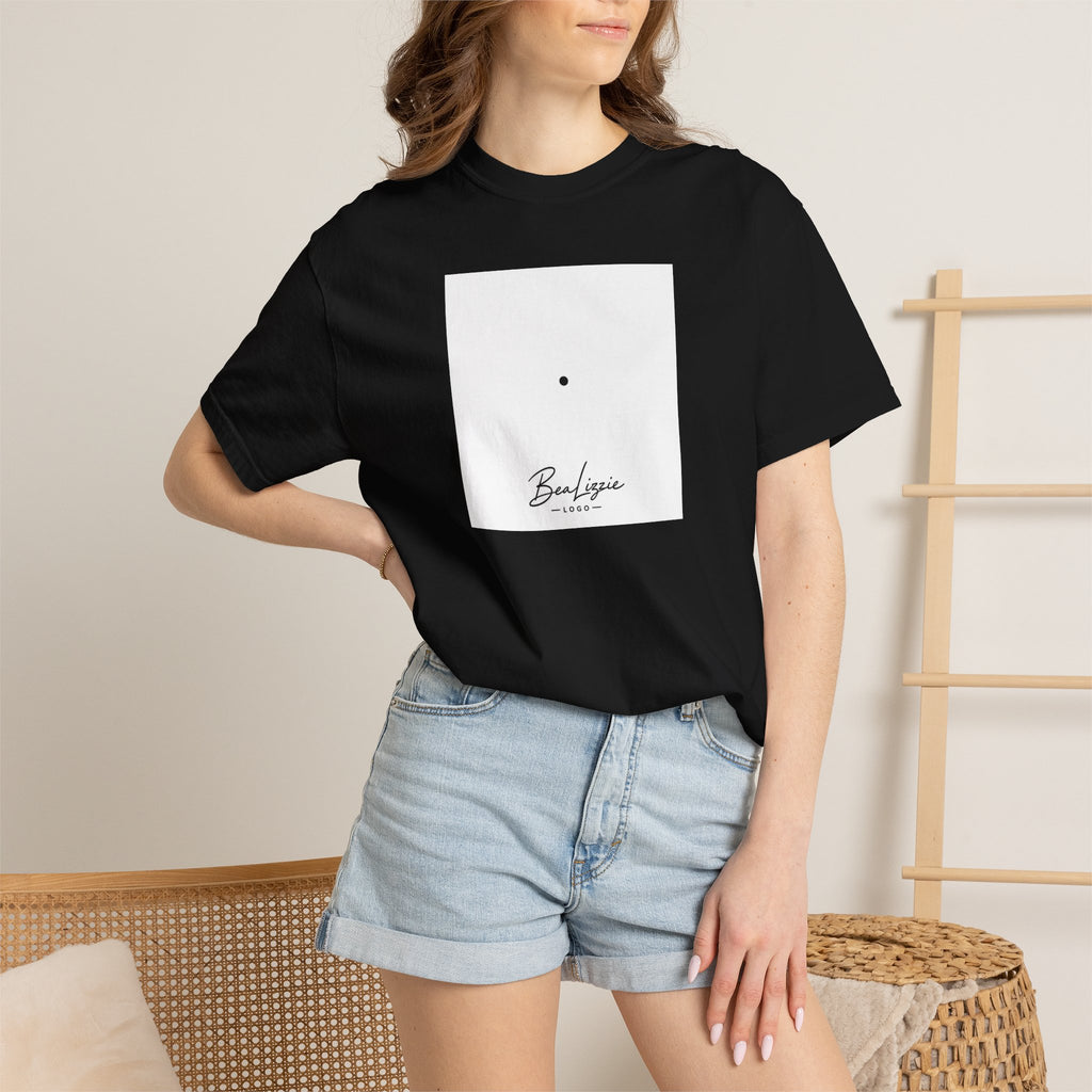 Minimalist "Breathe" Script T-Shirt — Small Center Dot Design