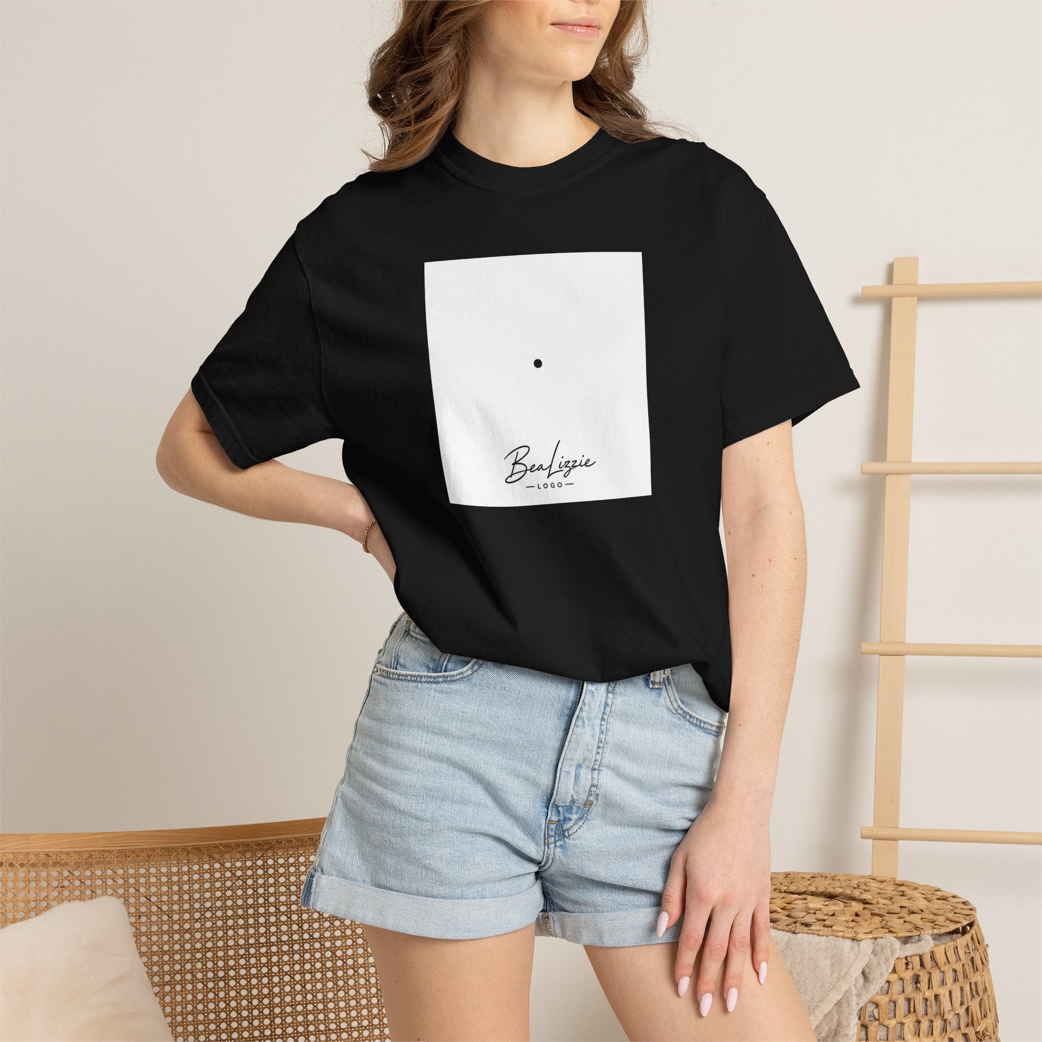 Minimalist "Breathe" Script T-Shirt — Small Center Dot Design