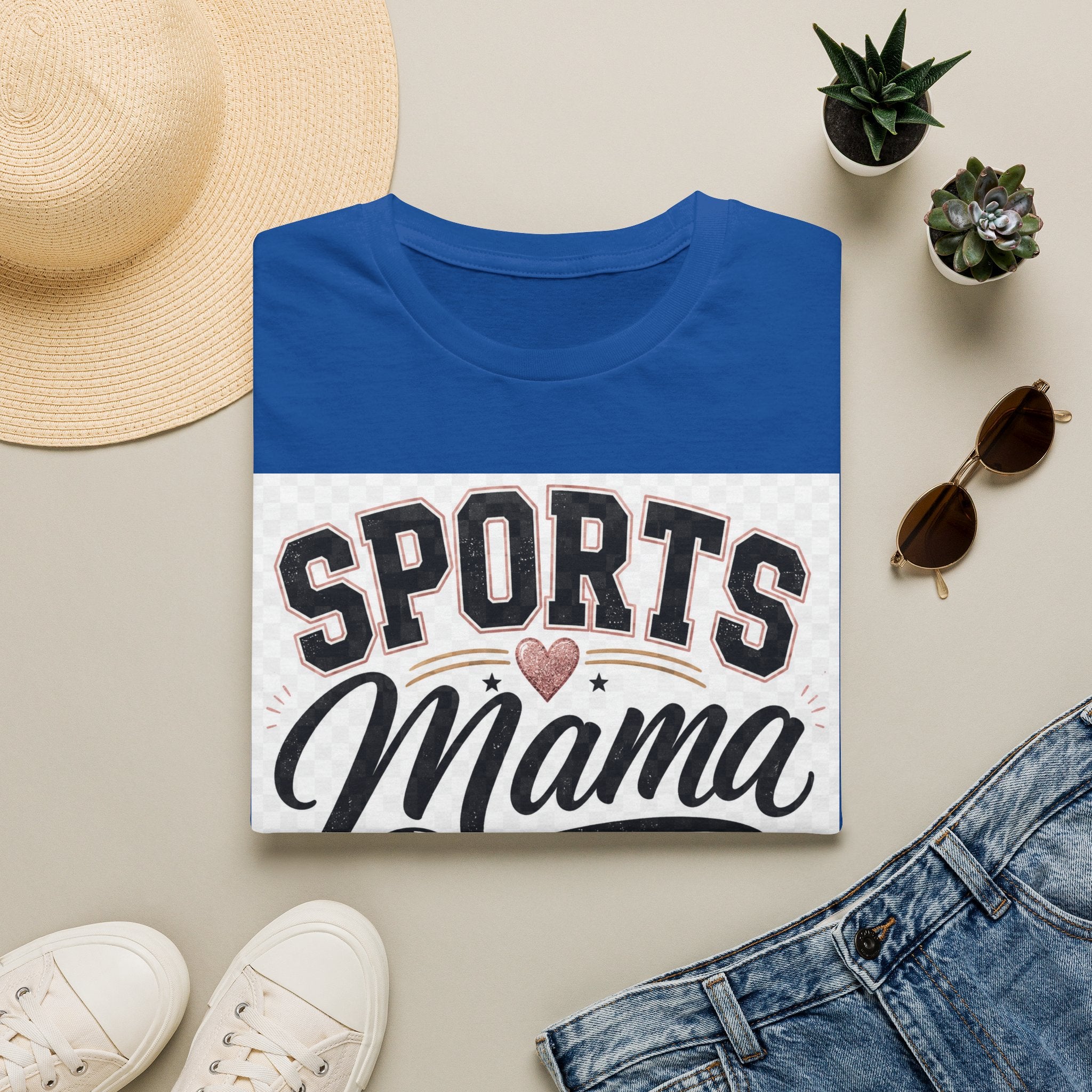 Sports Mama T‑Shirt — Cute Athletic Mom Tee with Heart & Ball Design