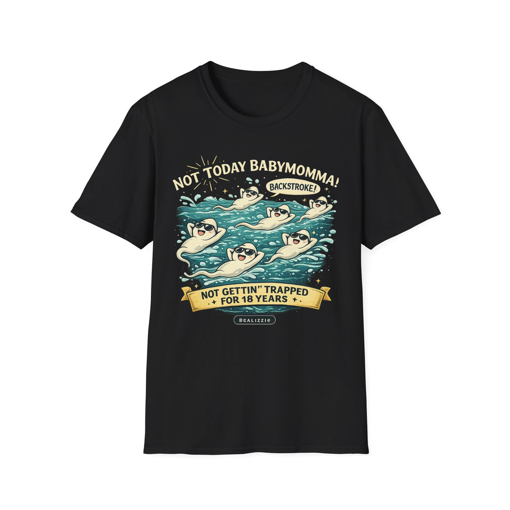 Backstroke Sloths T-Shirt — Cute Retro Swimming Sloth Design ("Backstroke! Not Today Harassment")
