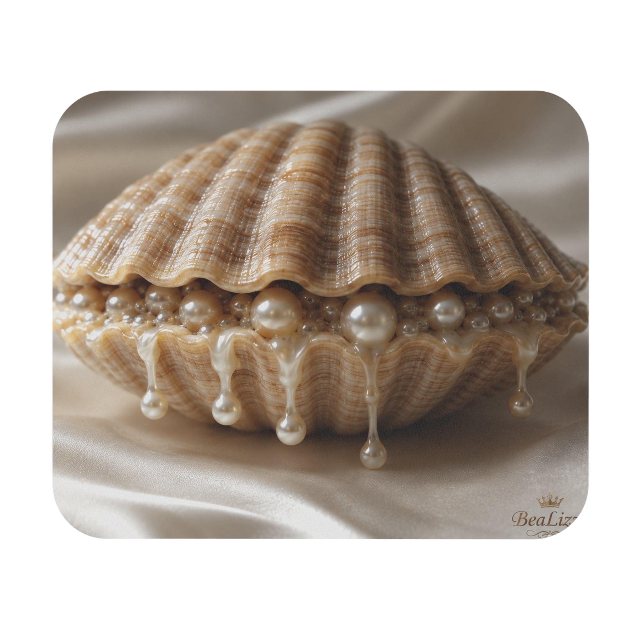 Elegant Pearl Shell Mouse Pad — Luxe Seashell Desk Mat