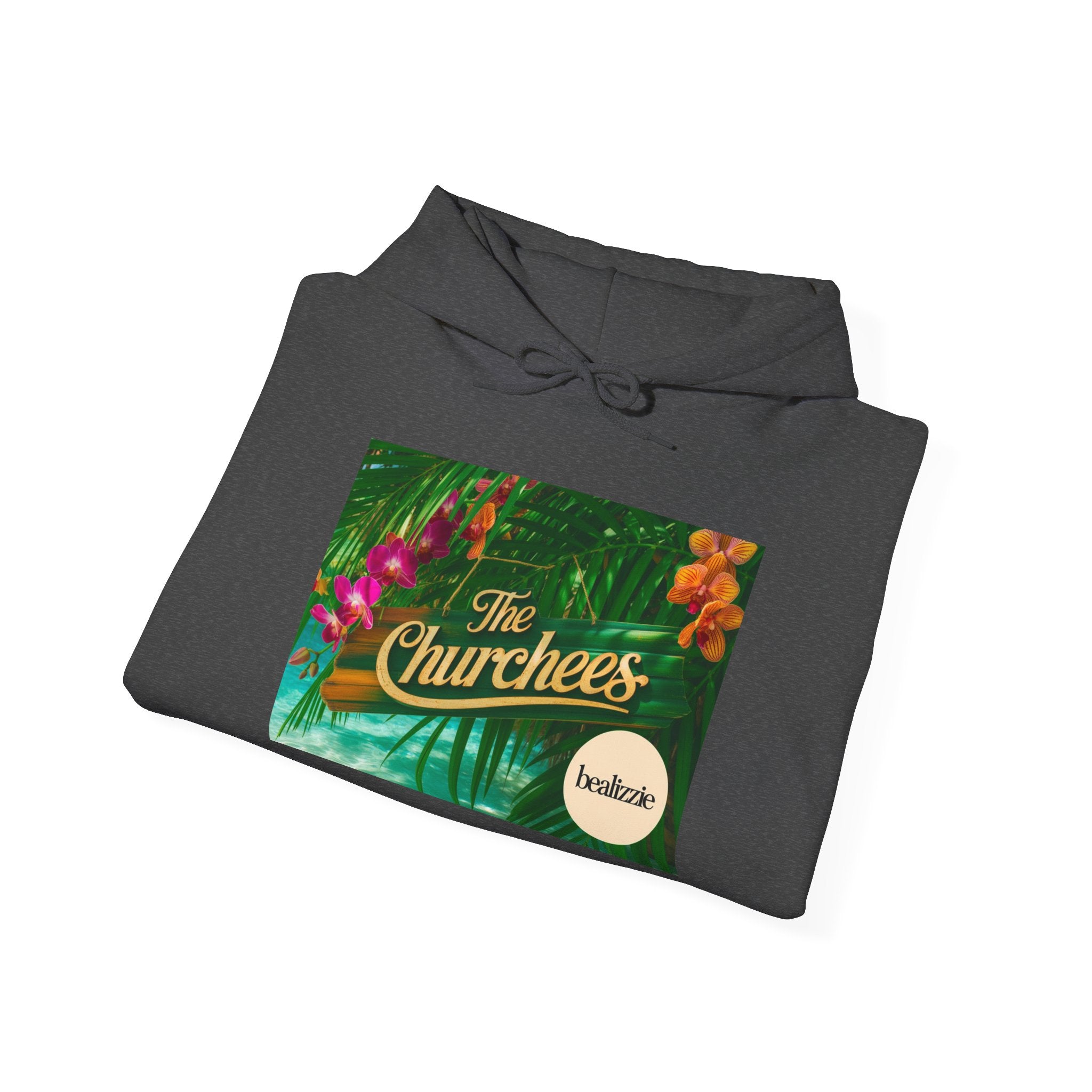 The Churchees Tropical Logo Hoodie — Retro Band-Inspired Graphic Sweatshirt