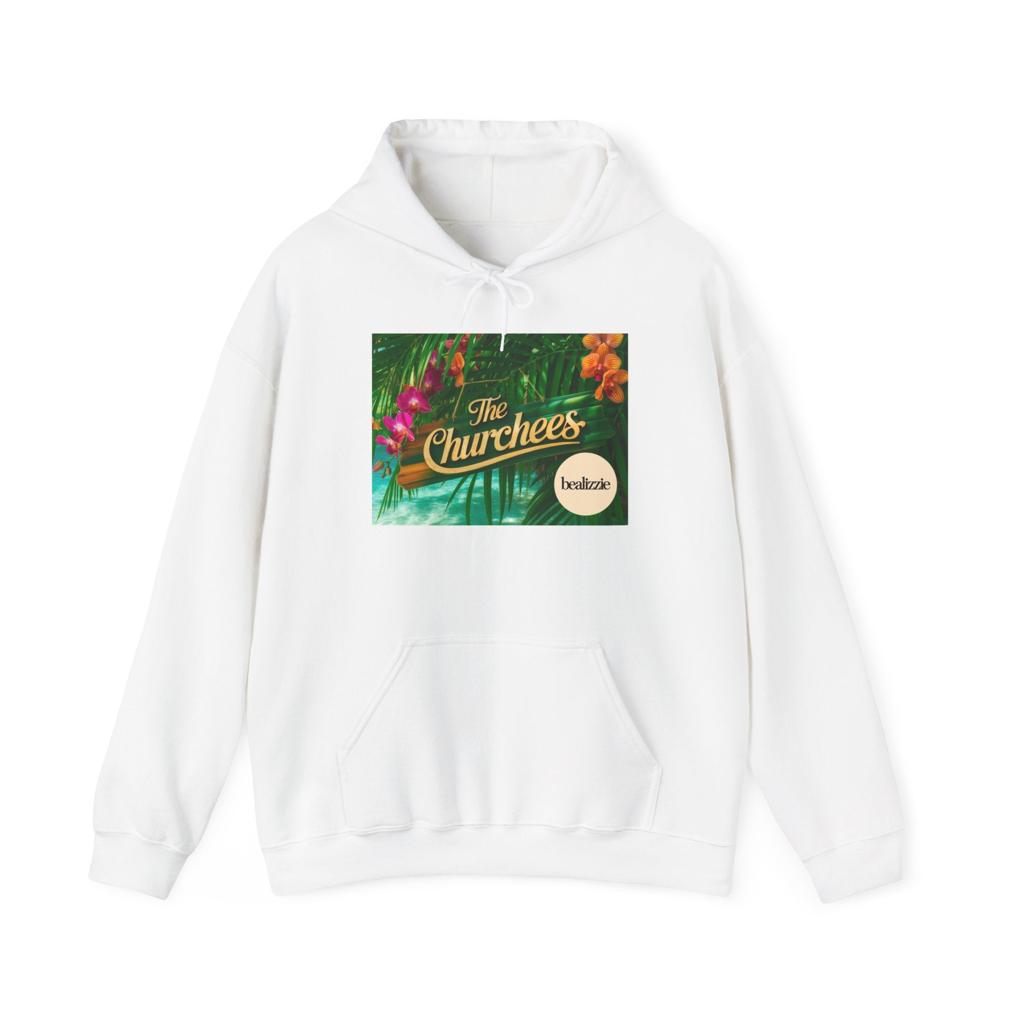 Le sweat à capuche logo Tropical de Churchees — Sweat-shirt à motif rétro inspiré des groupes de musique