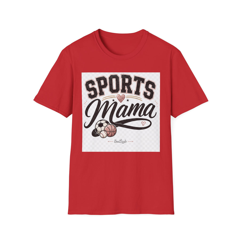Sports Mama T‑Shirt — Cute Athletic Mom Tee with Heart & Ball Design