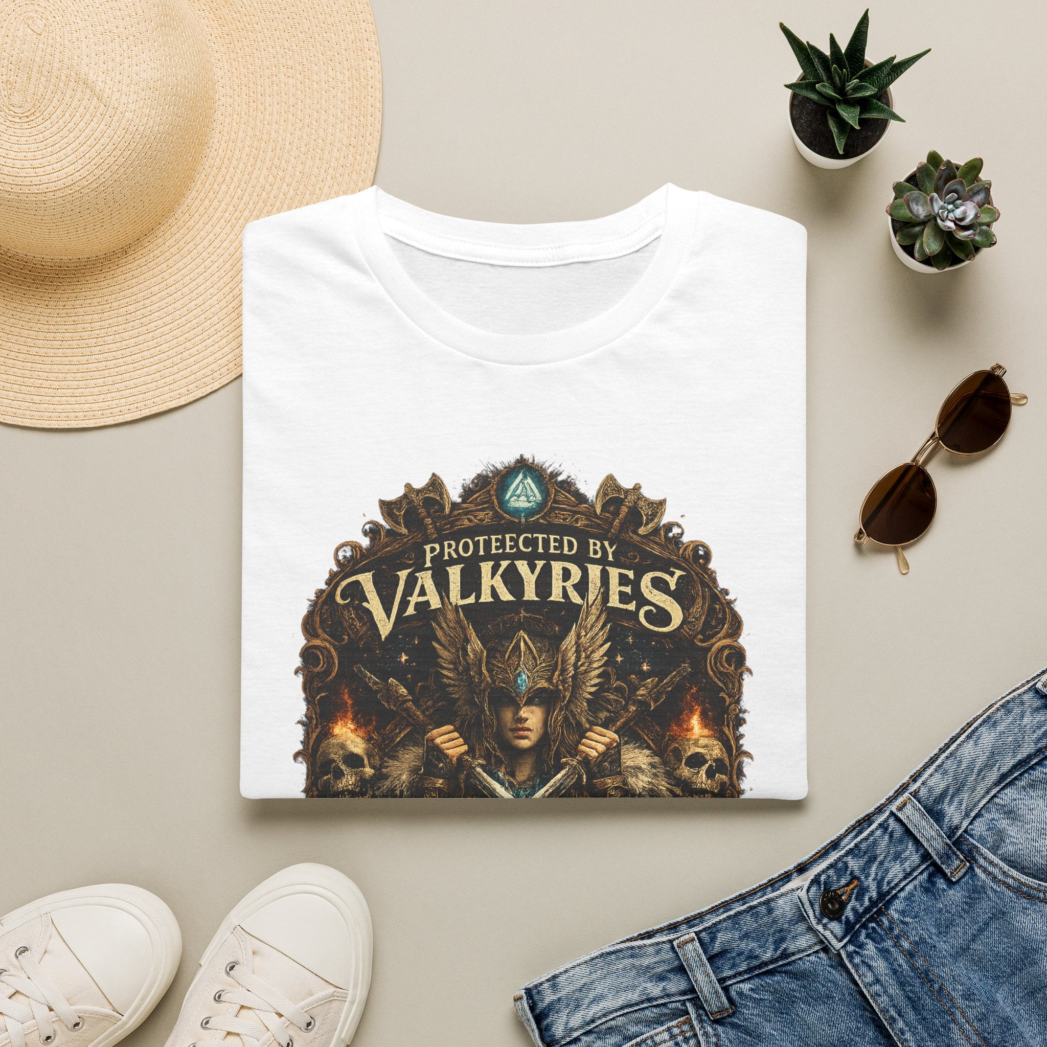 Valkyries T‑Shirt — "Protected by Valkyries" Norse Warrior Tee