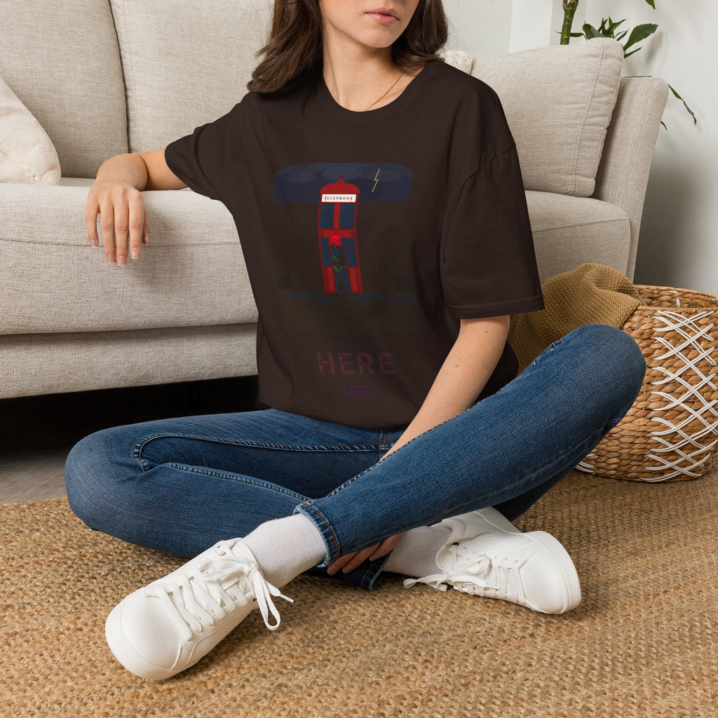 Vintage British Phone Booth T-Shirt — 'Telephone' Graphic Tee