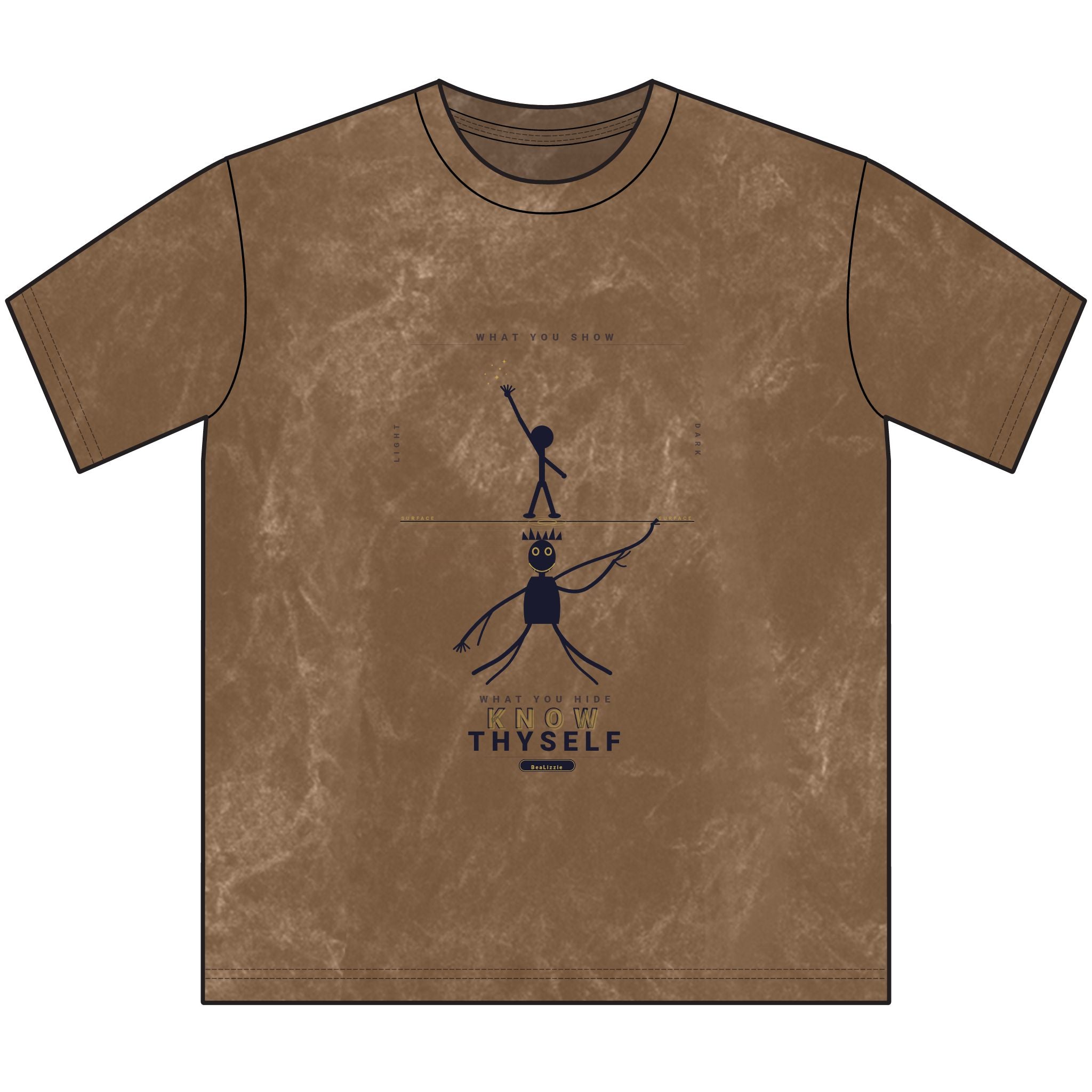 Vintage Crewneck Tee — 'Be Yourself' Minimalist Brown Graphic T-Shirt