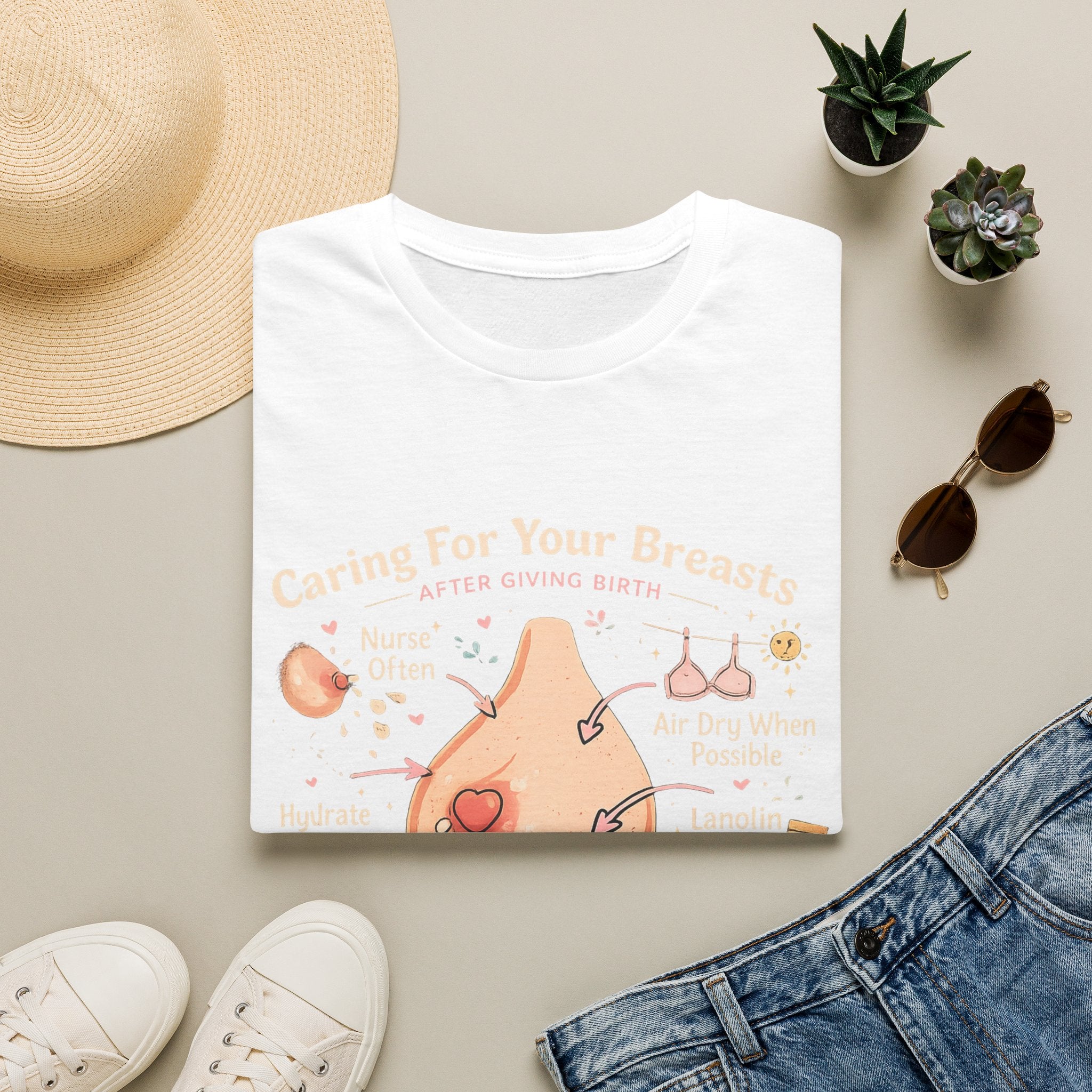 Breastfeeding Care T-Shirt — Caring For Your Breasts Nursing Guide Tee