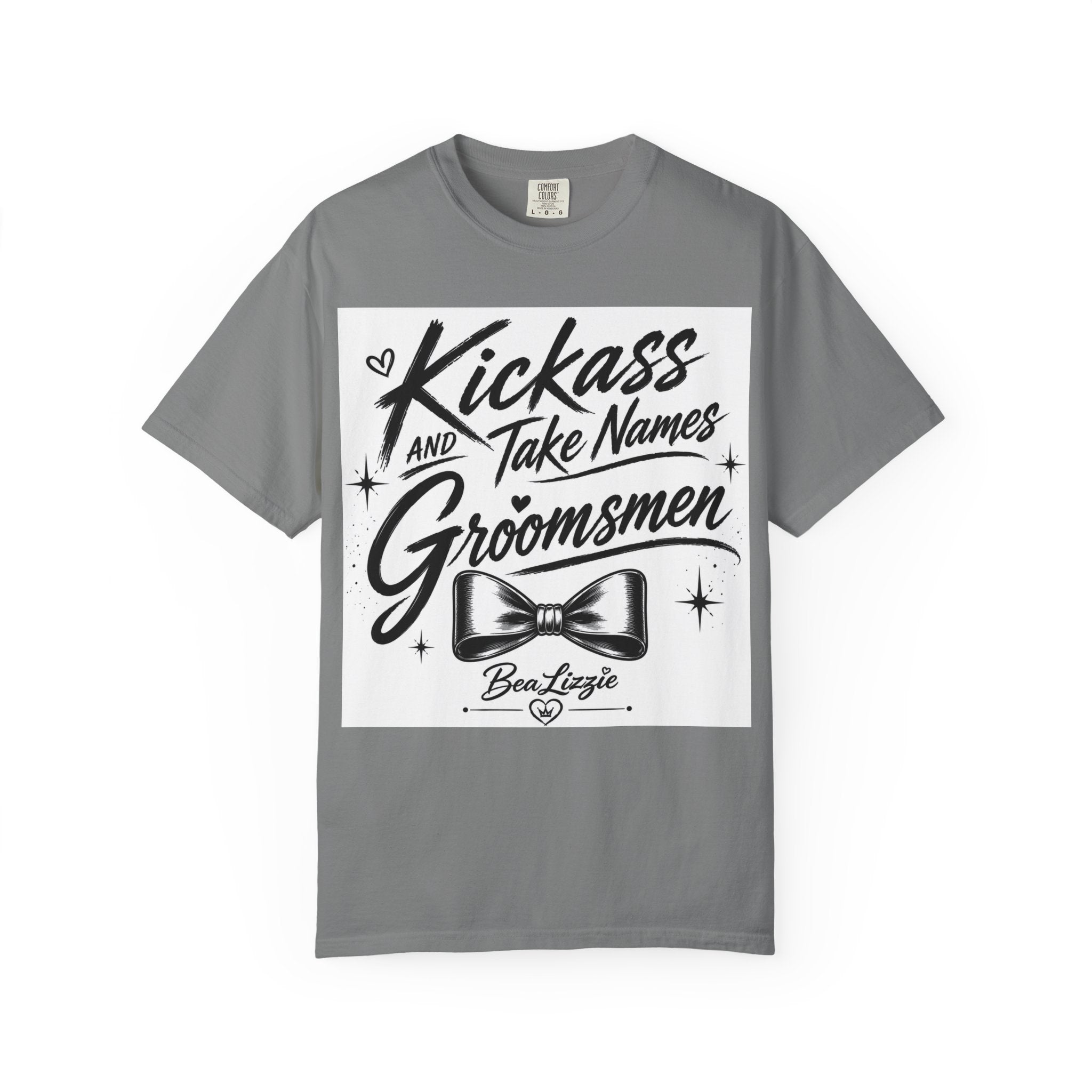 Groomsmen T‑Shirt — "Kickass and Take Names" Bow Tie Wedding Tee