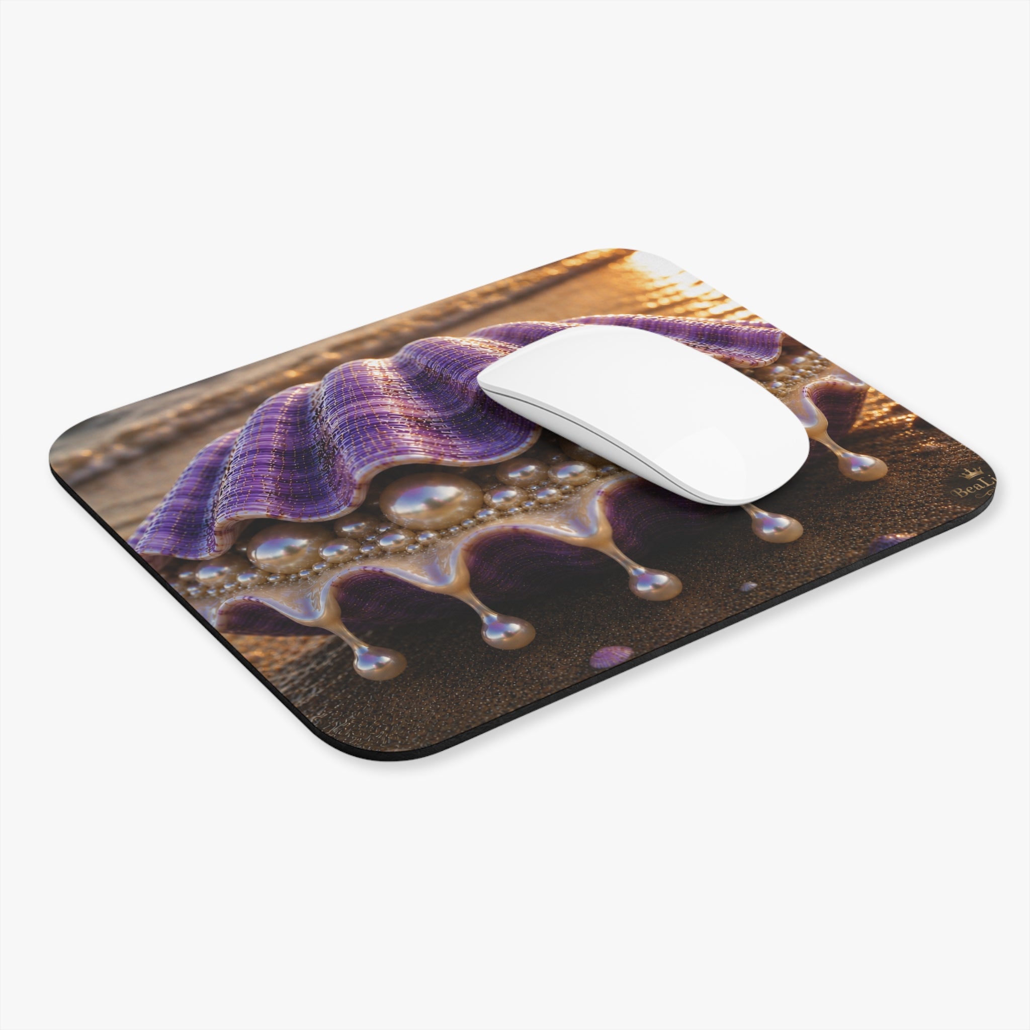 Purple Pearl Shell Mouse Pad — Coastal Desk Accessory for Ocean Lovers