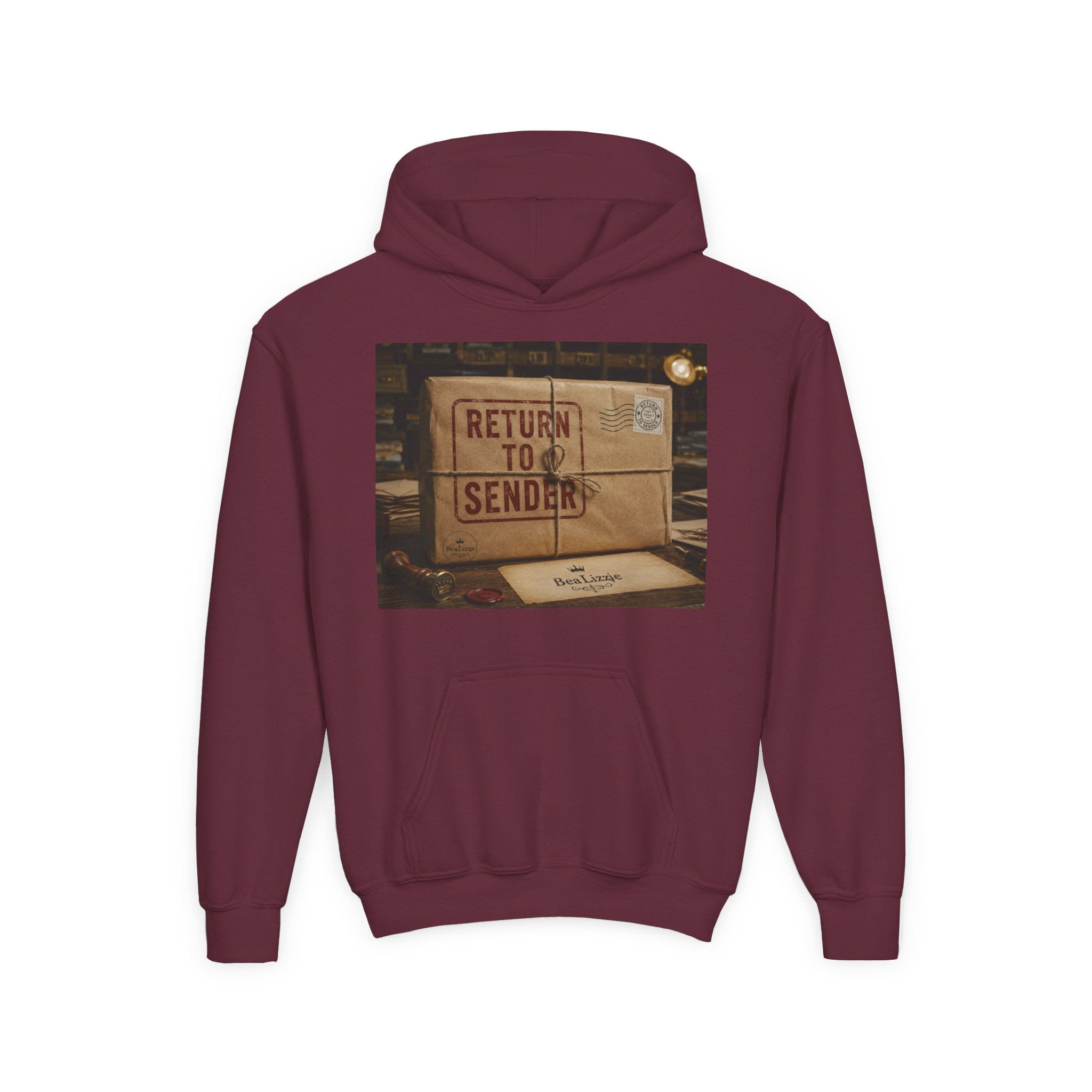 Youth Hoodie – 'Return to Sender' Vintage Mailbox Graphic