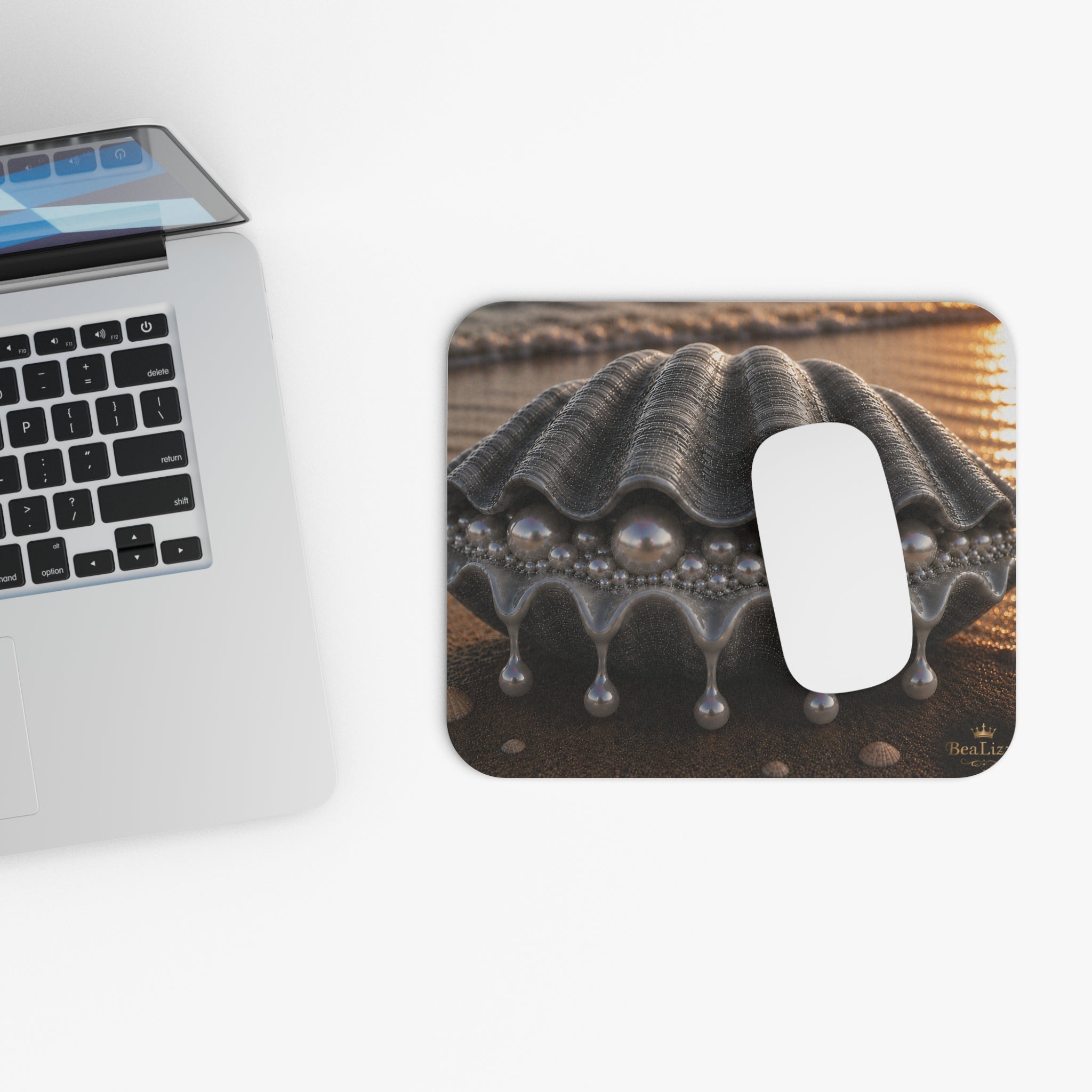 Pearl Shell Mouse Pad — Elegant Seaside Decorative Desk Mat