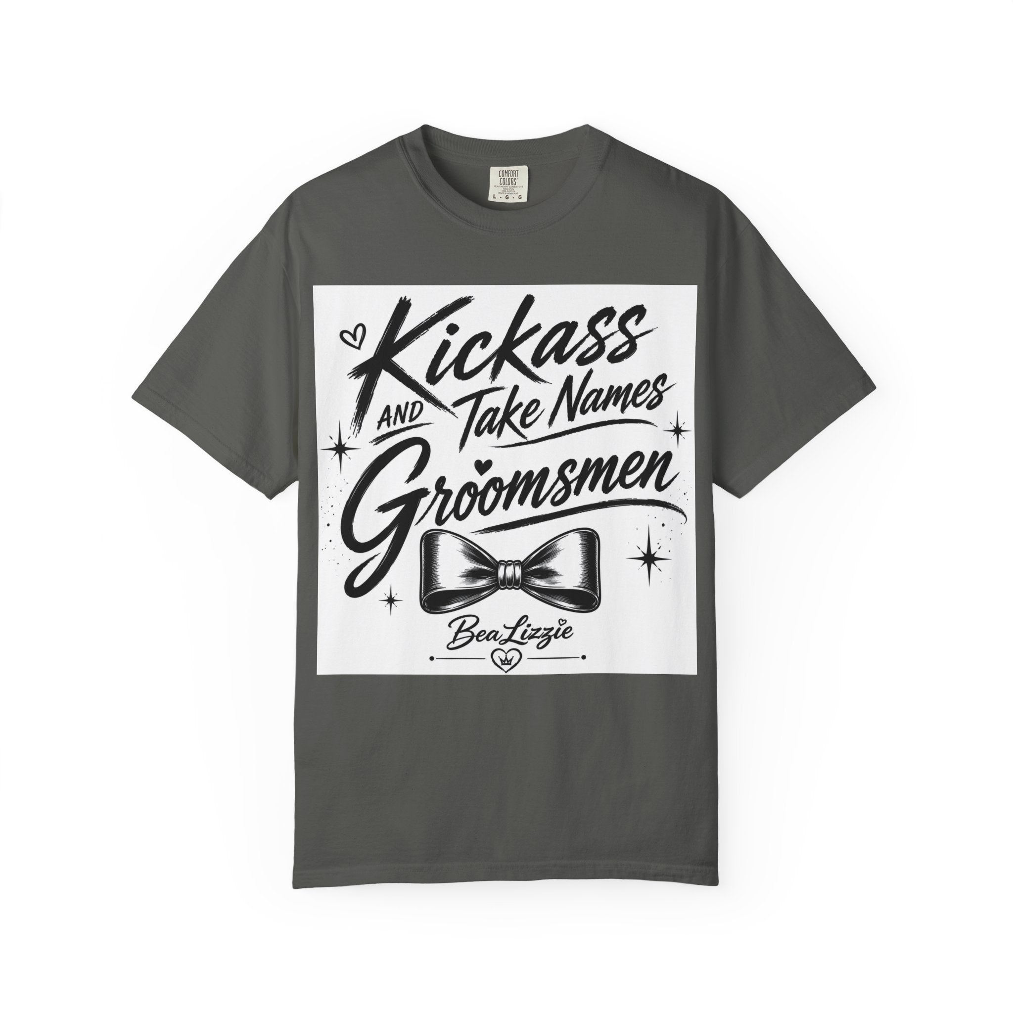 Groomsmen T‑Shirt — "Kickass and Take Names" Bow Tie Wedding Tee