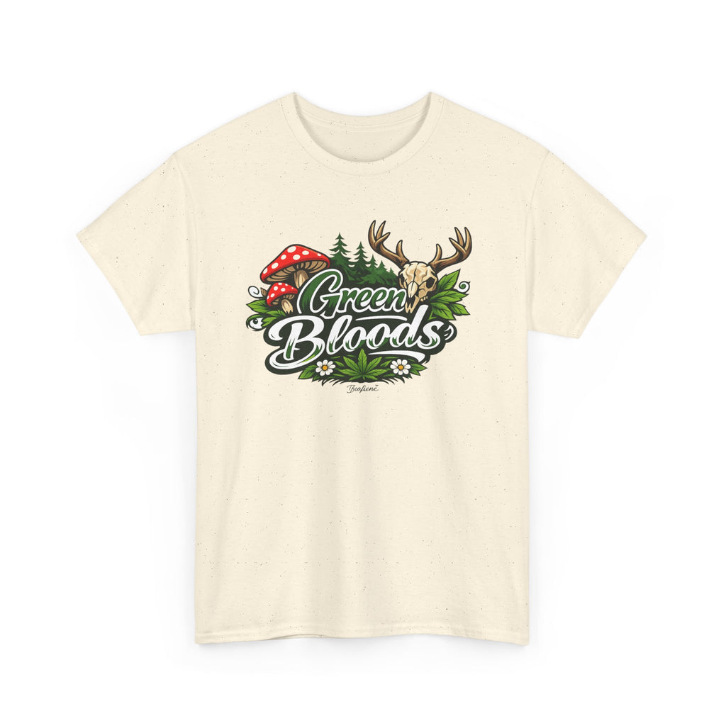 Green Bloods Nature T-Shirt – Deer, Mushrooms & Forest Graphic Tee