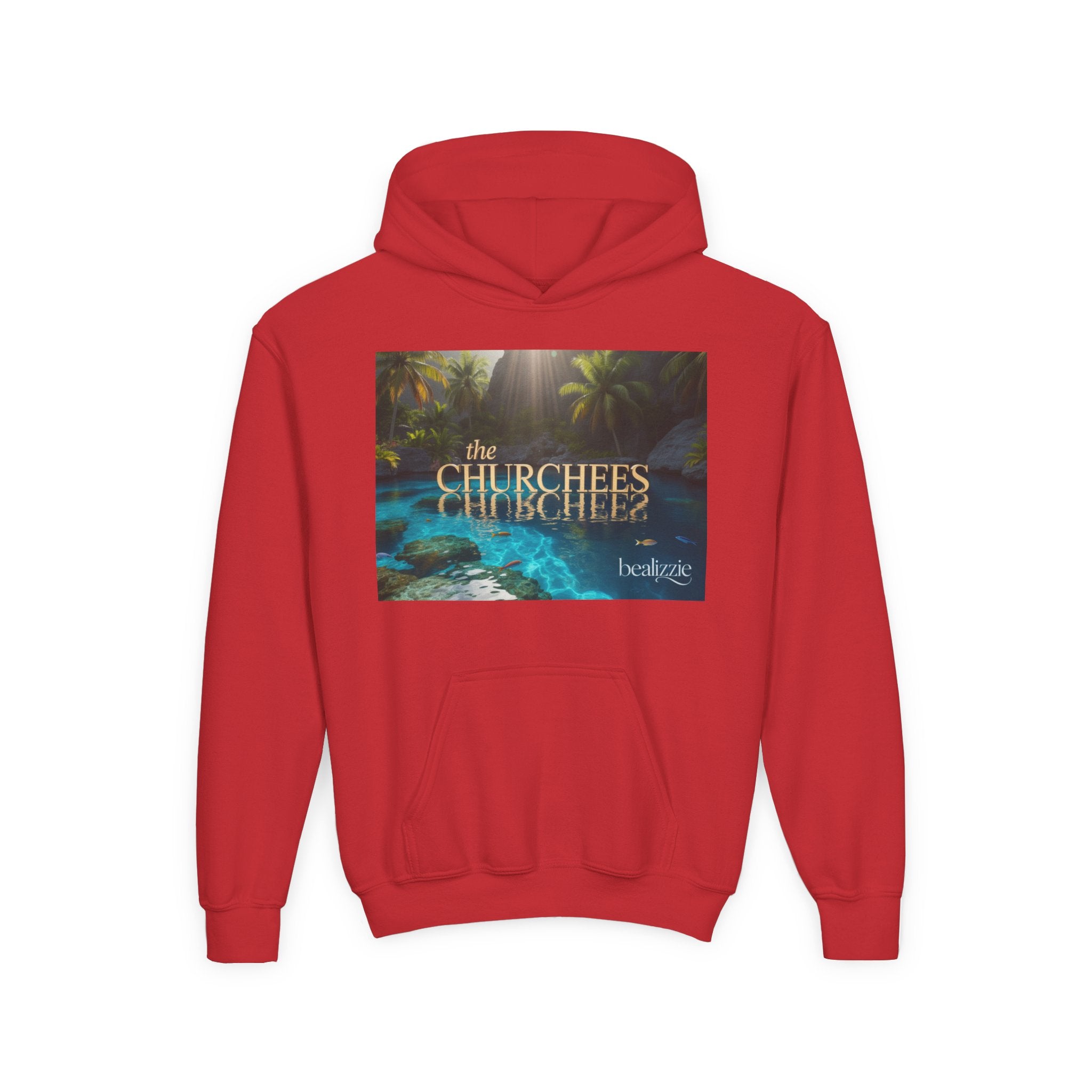 Youth Hoodie – "the CHURCHEES" Tropical Pool Graphic Sweatshirt
