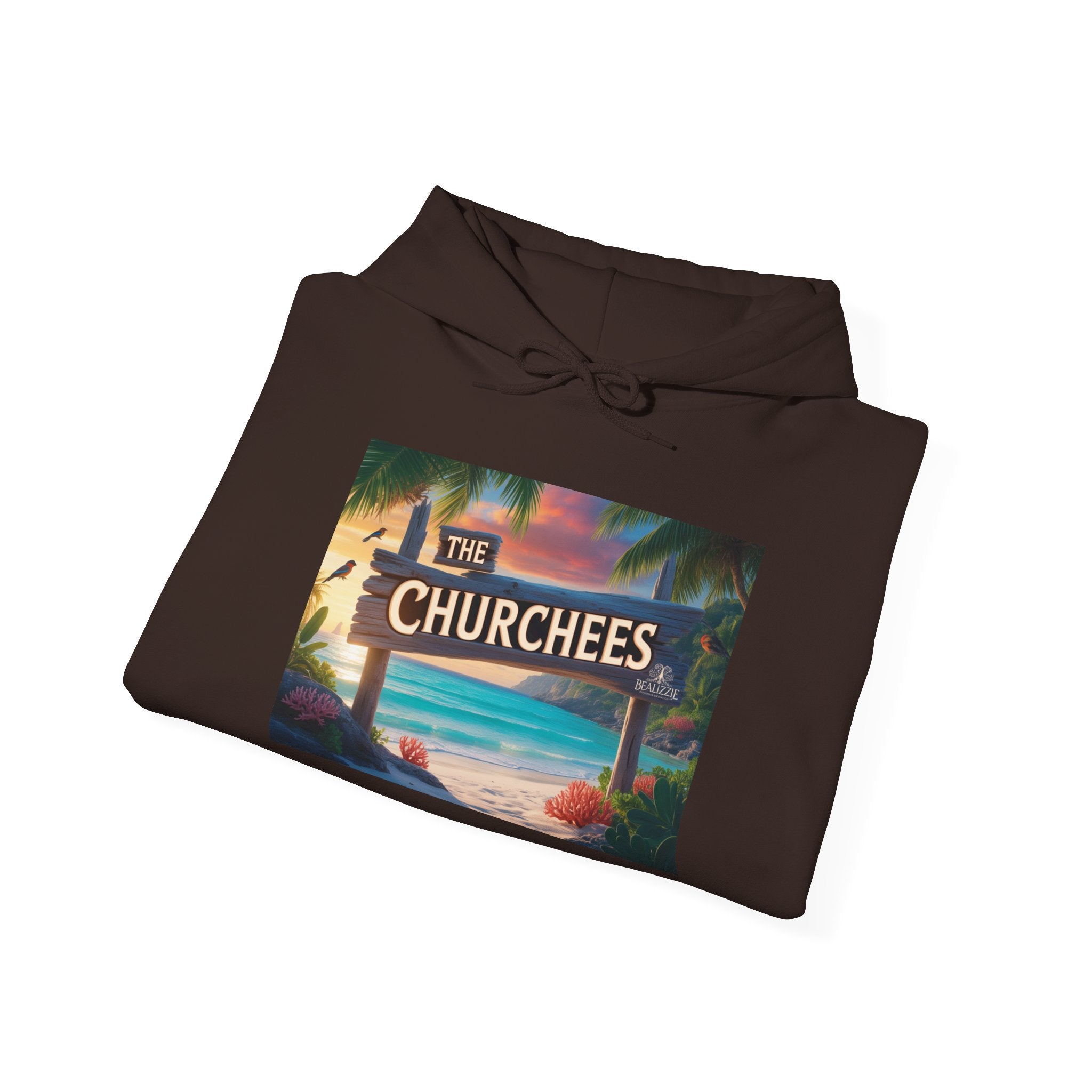 The Churchees Retro Beach Hoodie – Vintage Surf Sign Graphic Sweatshirt