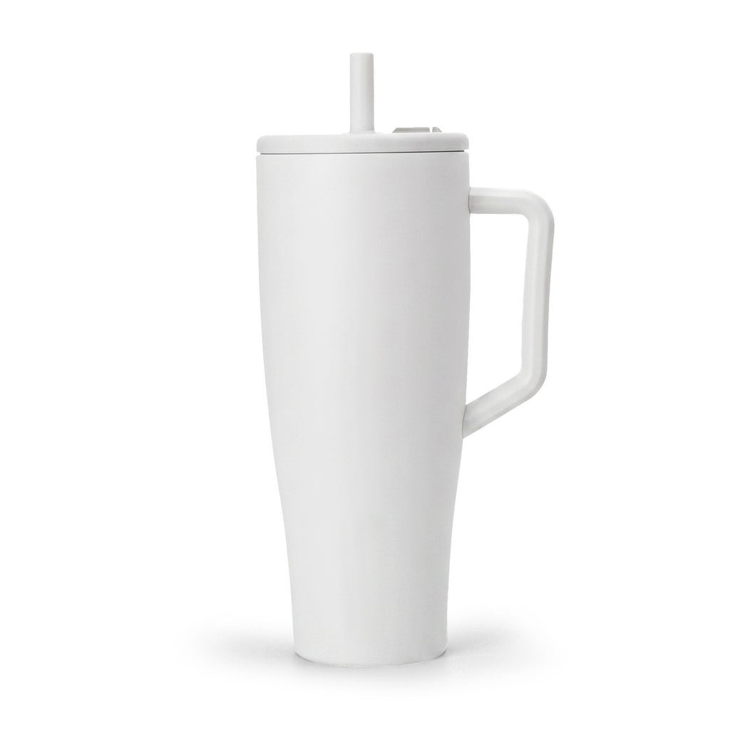 40oz Insulated Tumbler with Handle — Minimal Engraved Floral